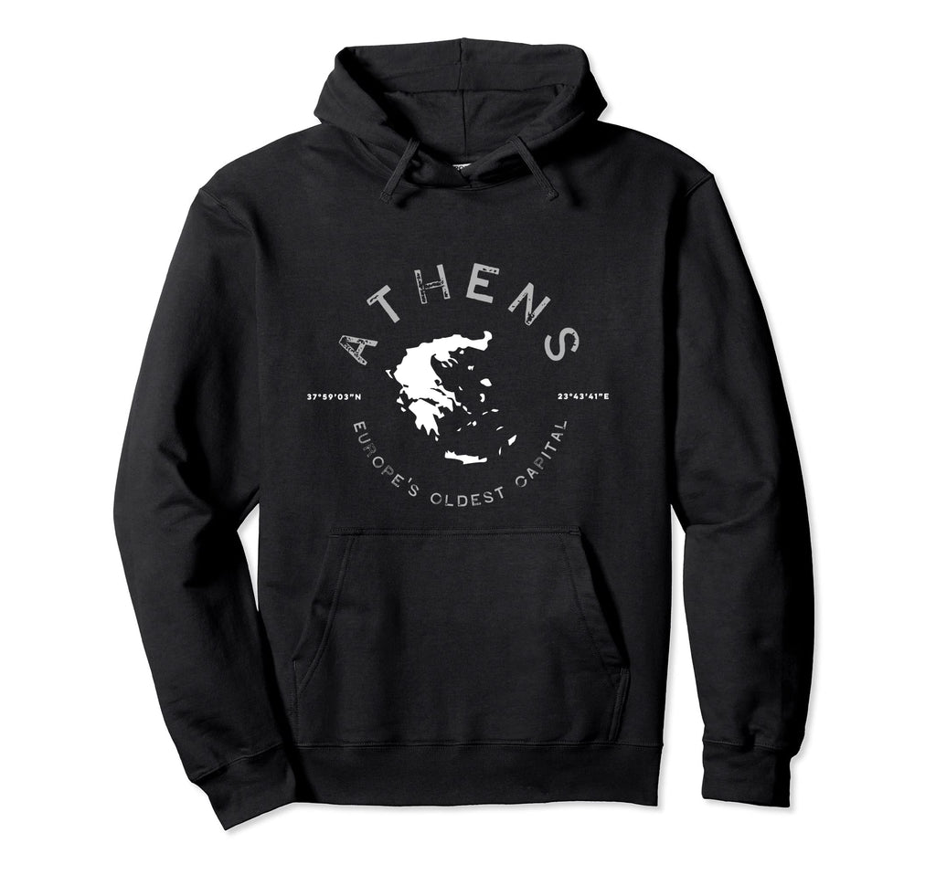 Athens Greece Greek Distressed Hoodie - Graphic Print for Adults - T-Shirt, Sweatshirt, Hoodie