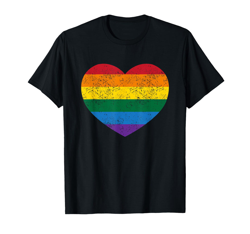Distressed Gay Pride Heart Gay Flag T-Shirt - Novelty Apparel Men Women - T-Shirt, Sweatshirt, Hoodie
