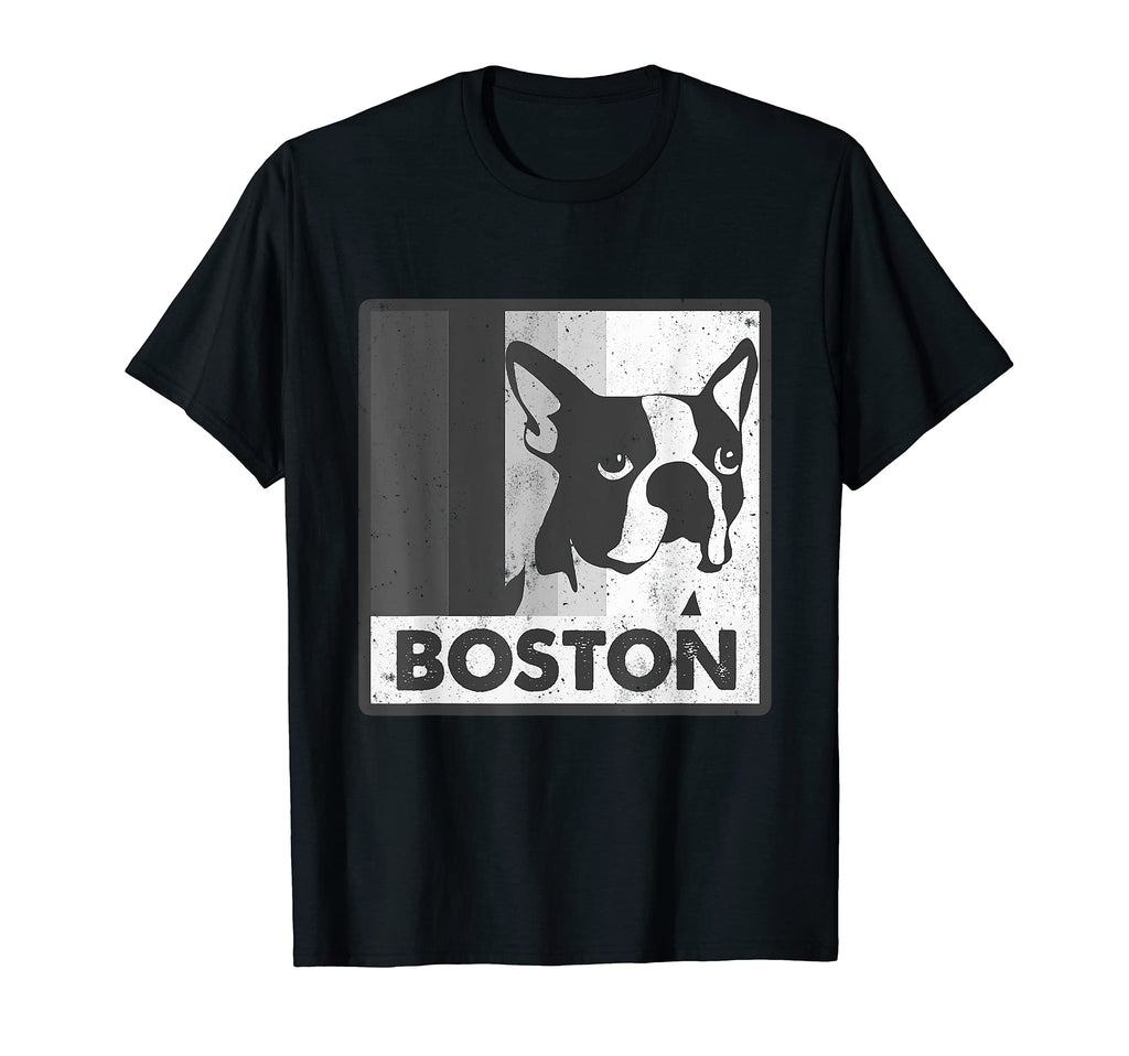 Boston Terrier Dog Distressed T-Shirt - Fun Novelty Design for Adults - T-Shirt, Sweatshirt, Hoodie