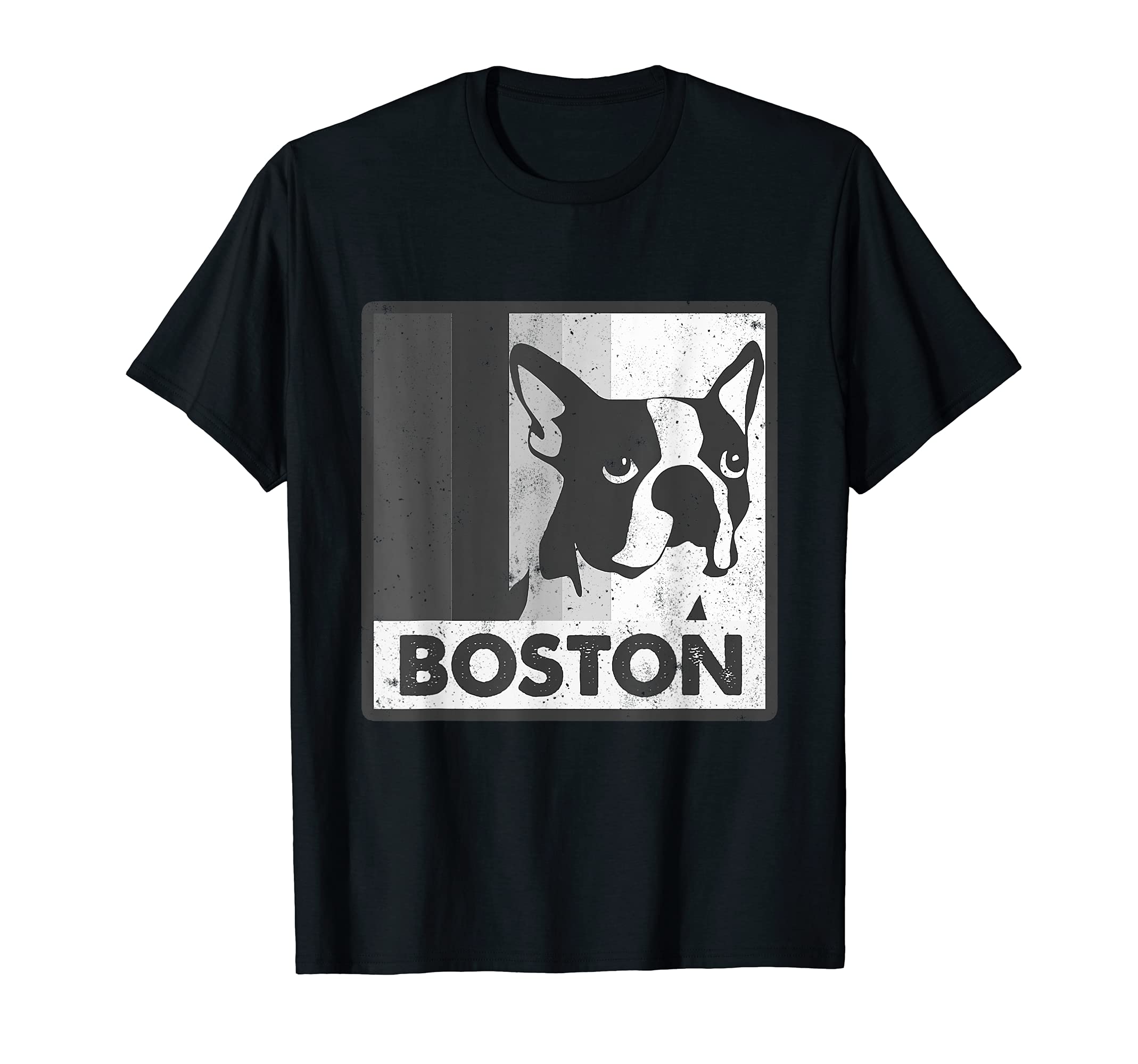 Boston Terrier Dog Distressed T-Shirt - Fun Novelty Design for Adults - T-Shirt, Sweatshirt, Hoodie