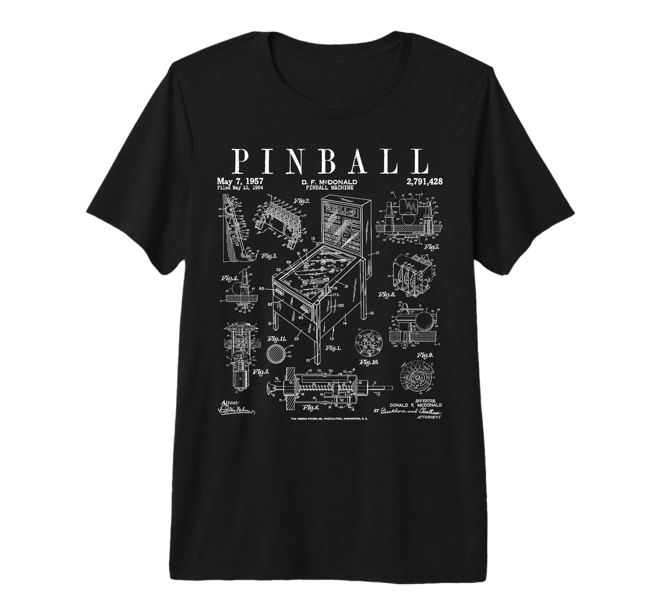 Pinball Arcade Gaming Machine Gamer T-Shirt - Minimalist Print Men Women - T-Shirt, Sweatshirt, Hoodie