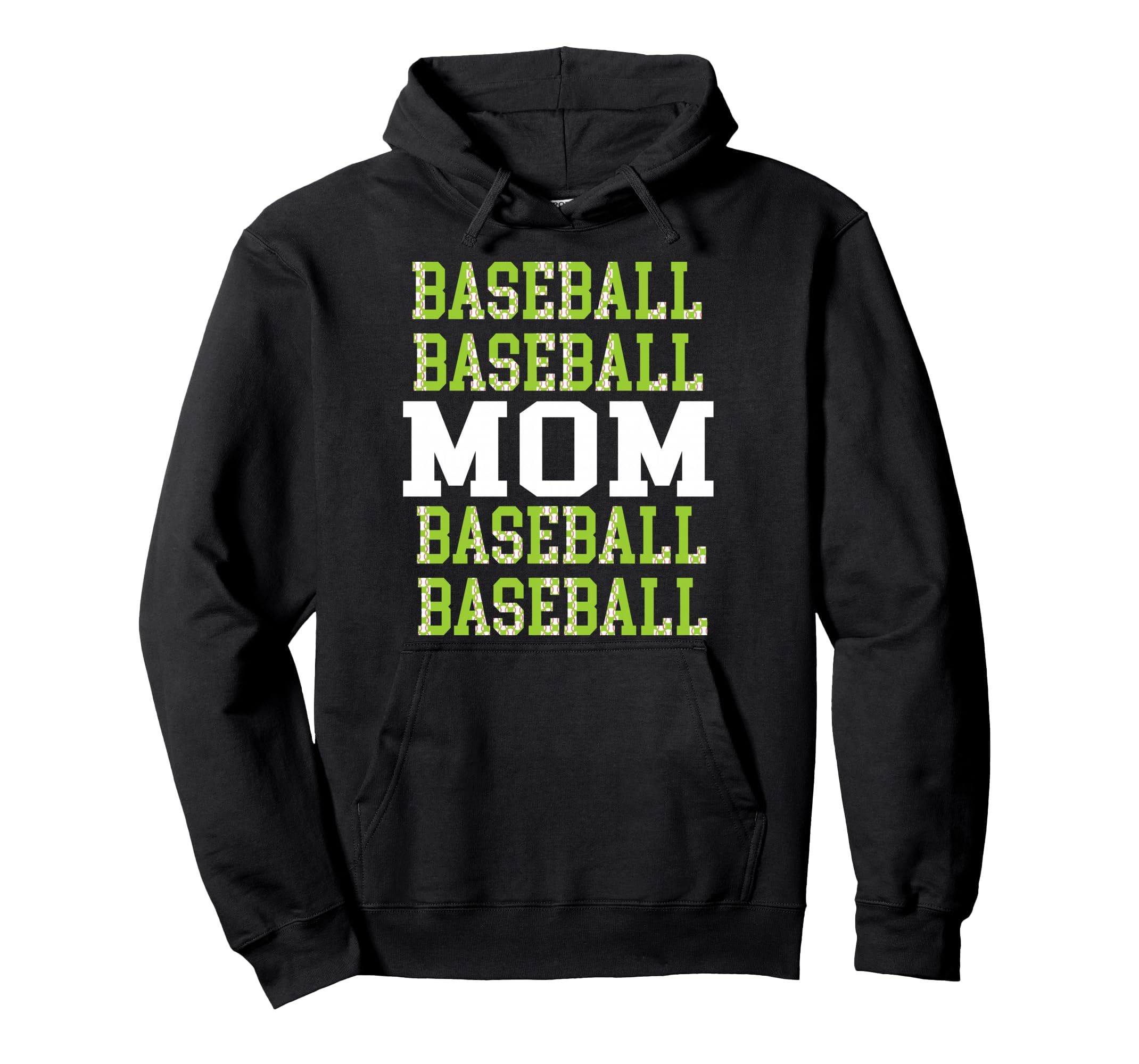 Baseball Mama Repeated Lime Green Hoodie - Novelty Apparel for Adults - T-Shirt, Sweatshirt, Hoodie