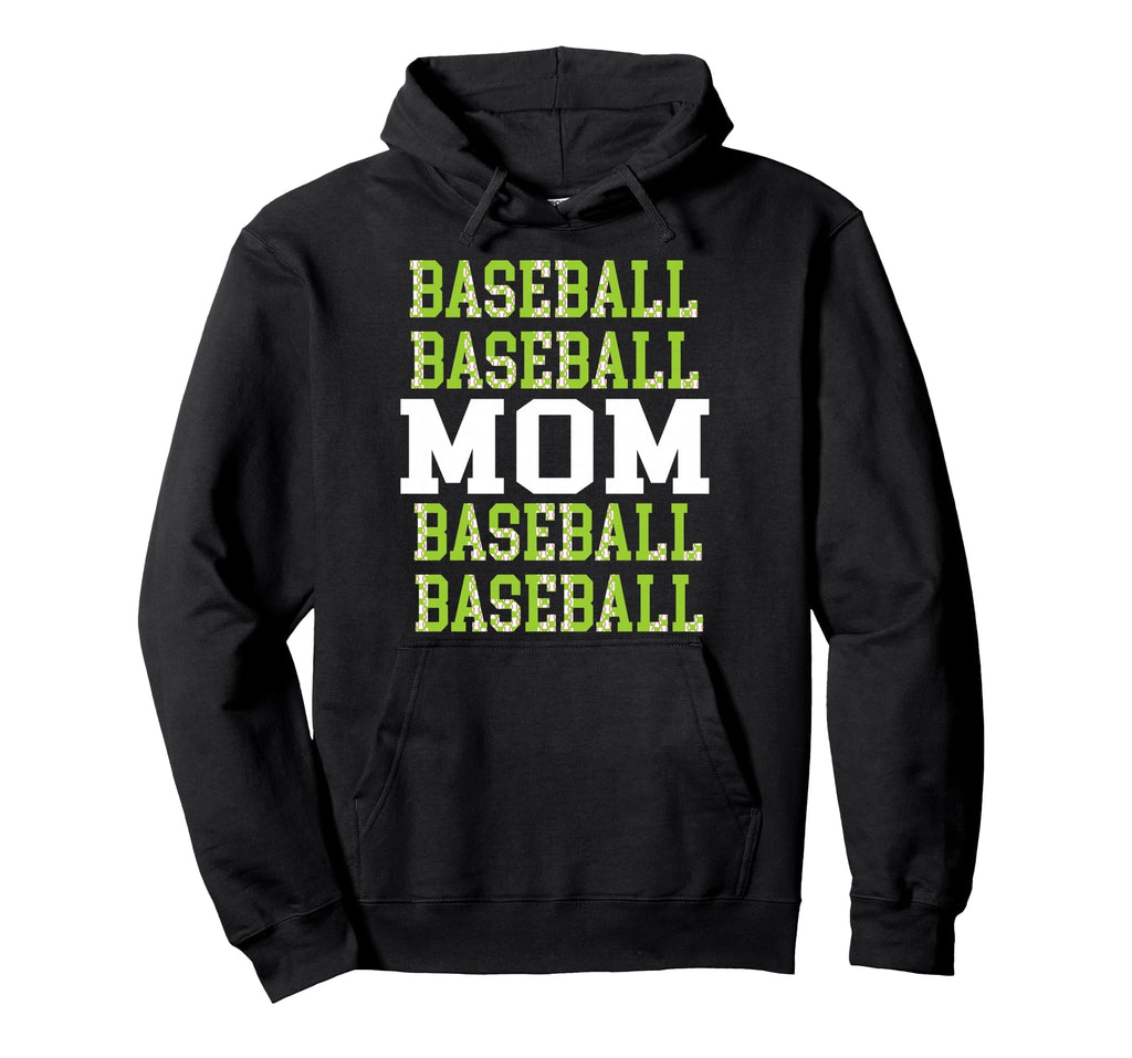 Baseball Mama Repeated Lime Green White Hoodie - Trendy Graphic for Adults - T-Shirt, Sweatshirt, Hoodie