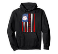 Baseball Dad Usa American Flag Fathers Day Hoodie - Unique Graphic Unisex - T-Shirt, Sweatshirt, Hoodie