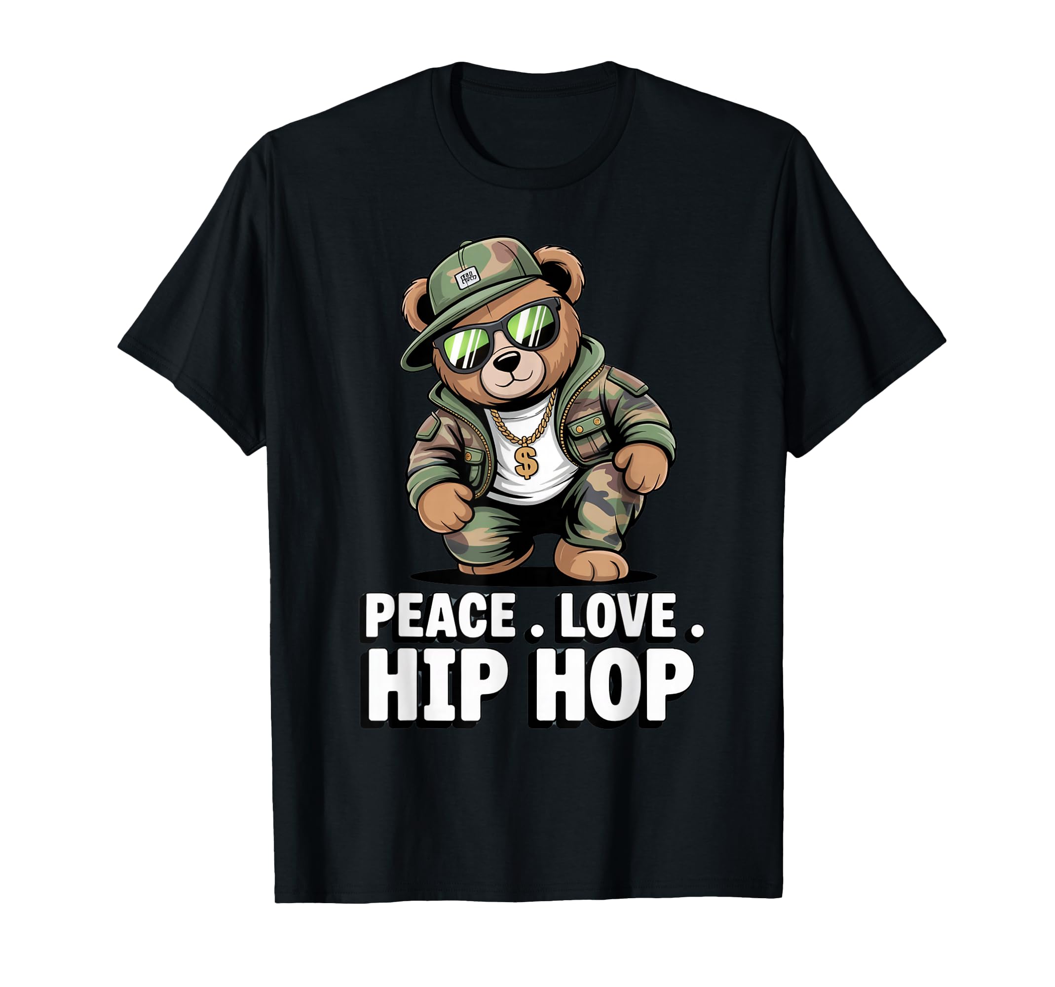 Camouflage Rapper Teddy Bear Camo 80S T-Shirt - Minimalist Print Unisex - T-Shirt, Sweatshirt, Hoodie