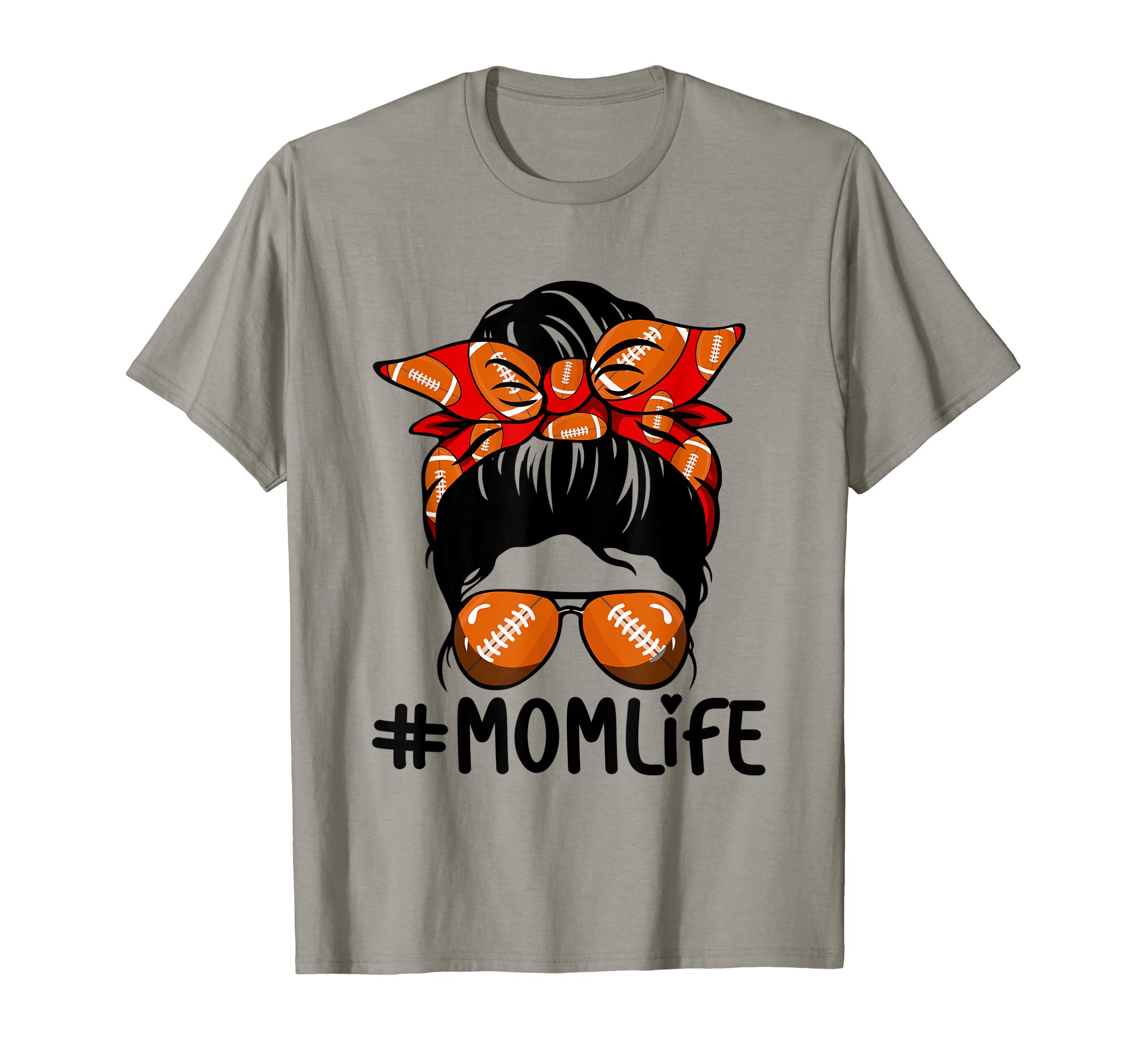 Football Messy Bun Proud Mom Baseball T-Shirt - Trendy Graphic for Adults - T-Shirt, Sweatshirt, Hoodie