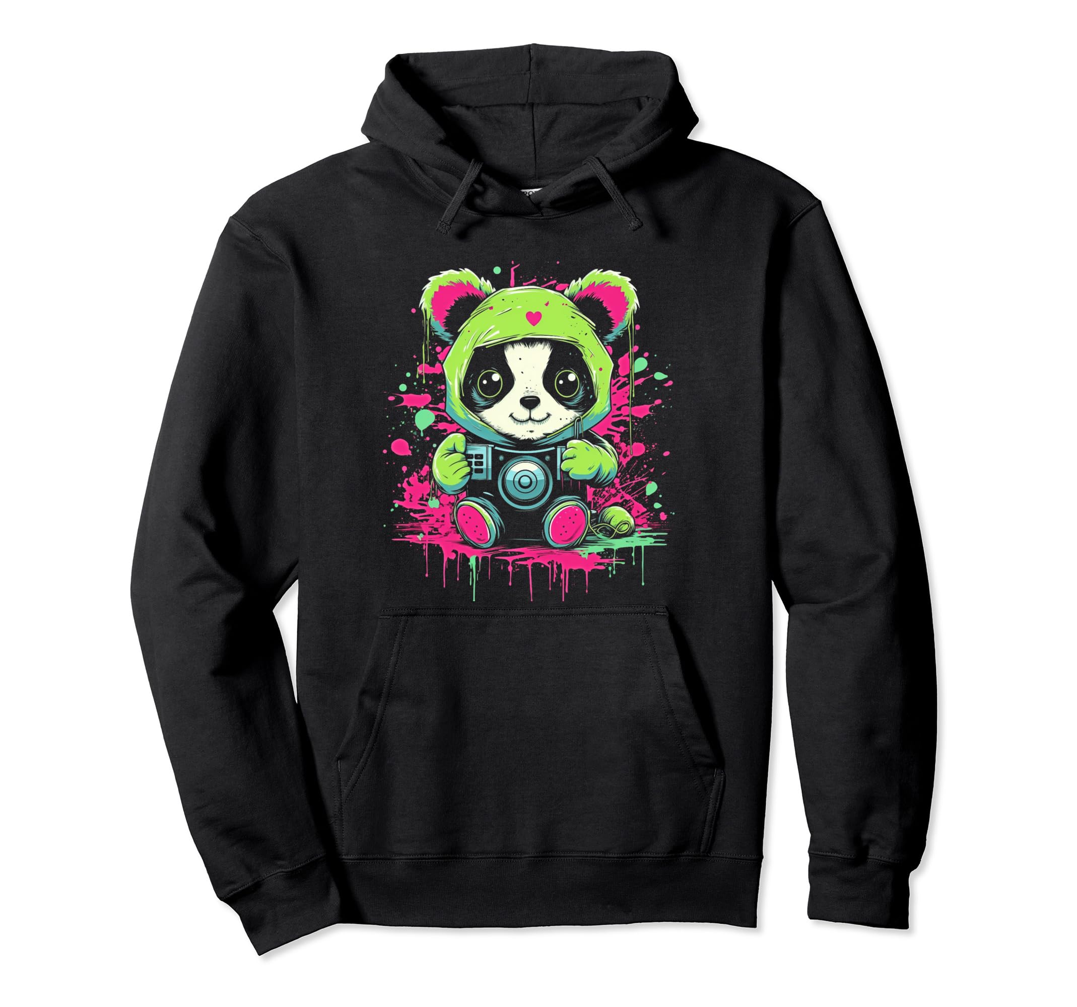 Kawaii Panda Dj Japanese Edm Y2K Hoodie - Minimalist Print Unisex - T-Shirt, Sweatshirt, Hoodie