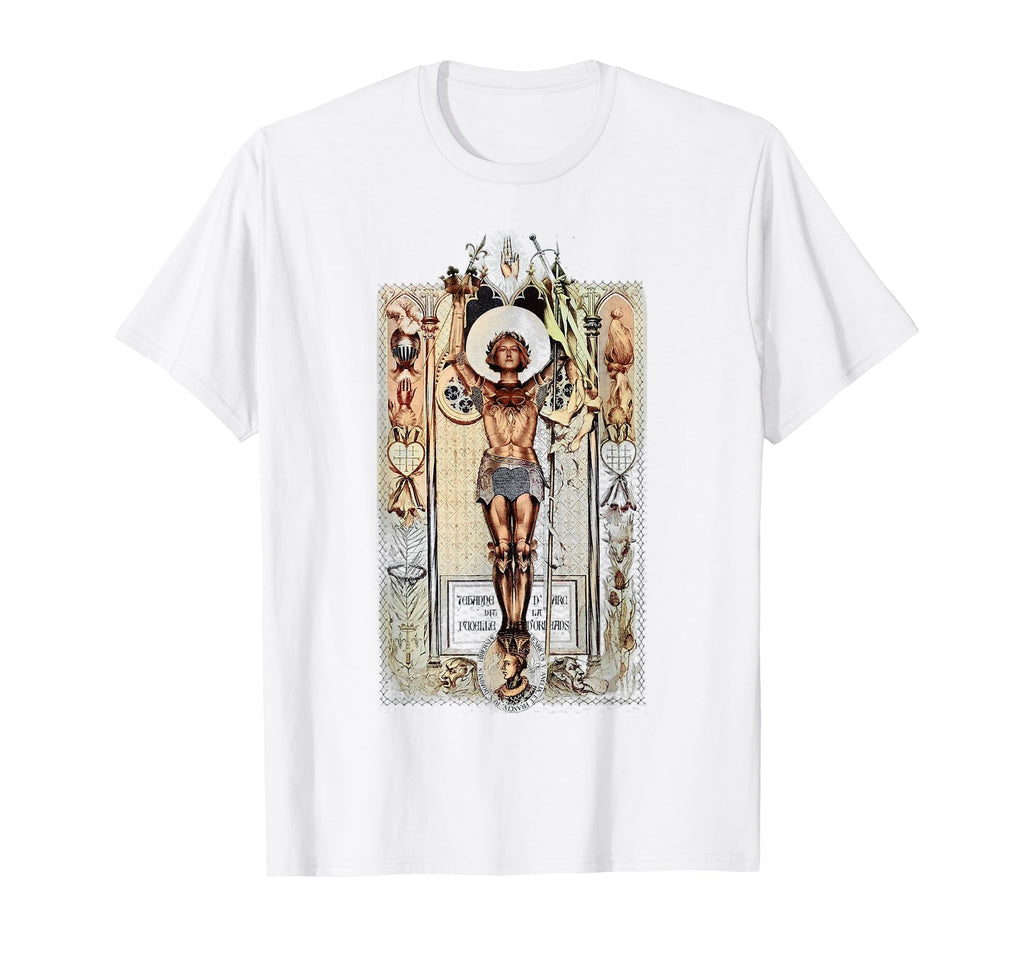 St Joan Arc Distressed Saint Catholic T-Shirt - Novelty Apparel for Adults - T-Shirt, Sweatshirt, Hoodie