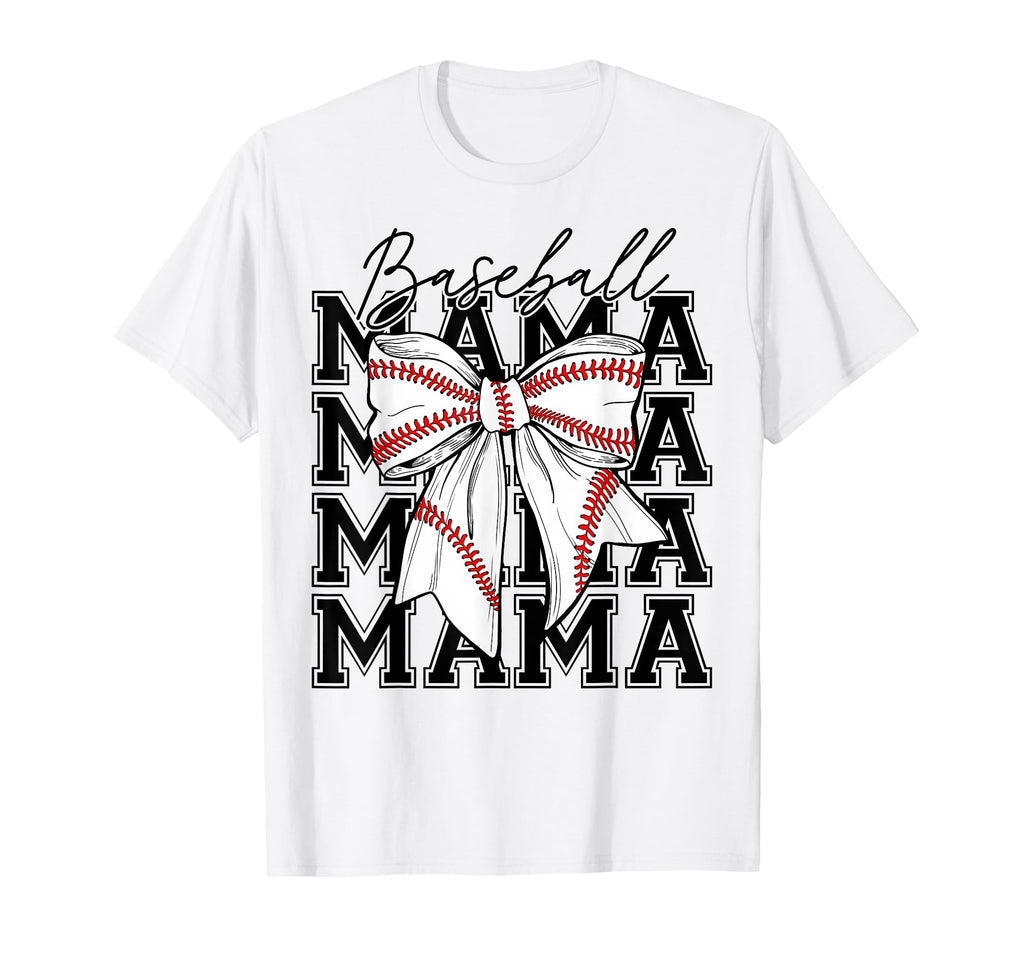Womens Baseball Mama Coquette Bow Baseball T-Shirt - Graphic Print Unisex - T-Shirt, Sweatshirt, Hoodie