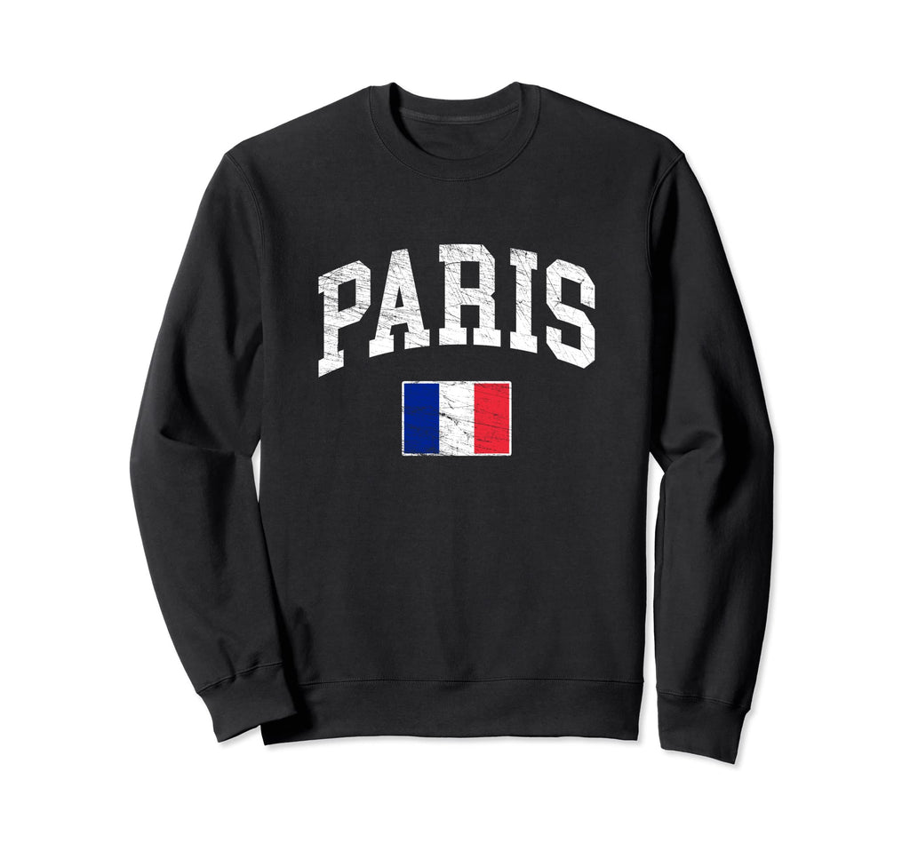 Paris Flag France Distressed Worn Sweatshirt - Streetwear Style Unisex - T-Shirt, Sweatshirt, Hoodie