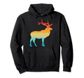 Elk Silhouette 70S 80S Distressed Hoodie - Minimalist Print Men Women - T-Shirt, Sweatshirt, Hoodie