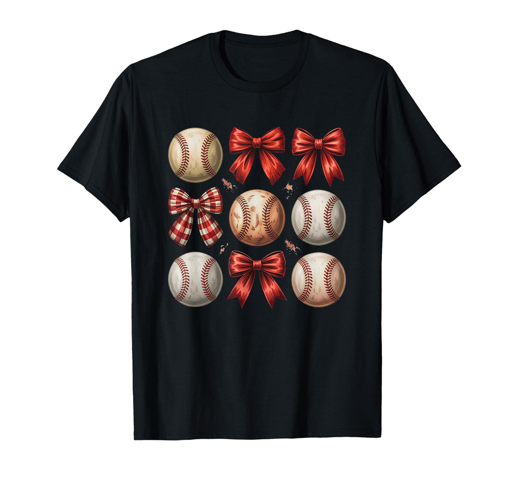 Playful Baseball Lover Red Bow And T-Shirt - Custom Art Print for Adults - T-Shirt, Sweatshirt, Hoodie