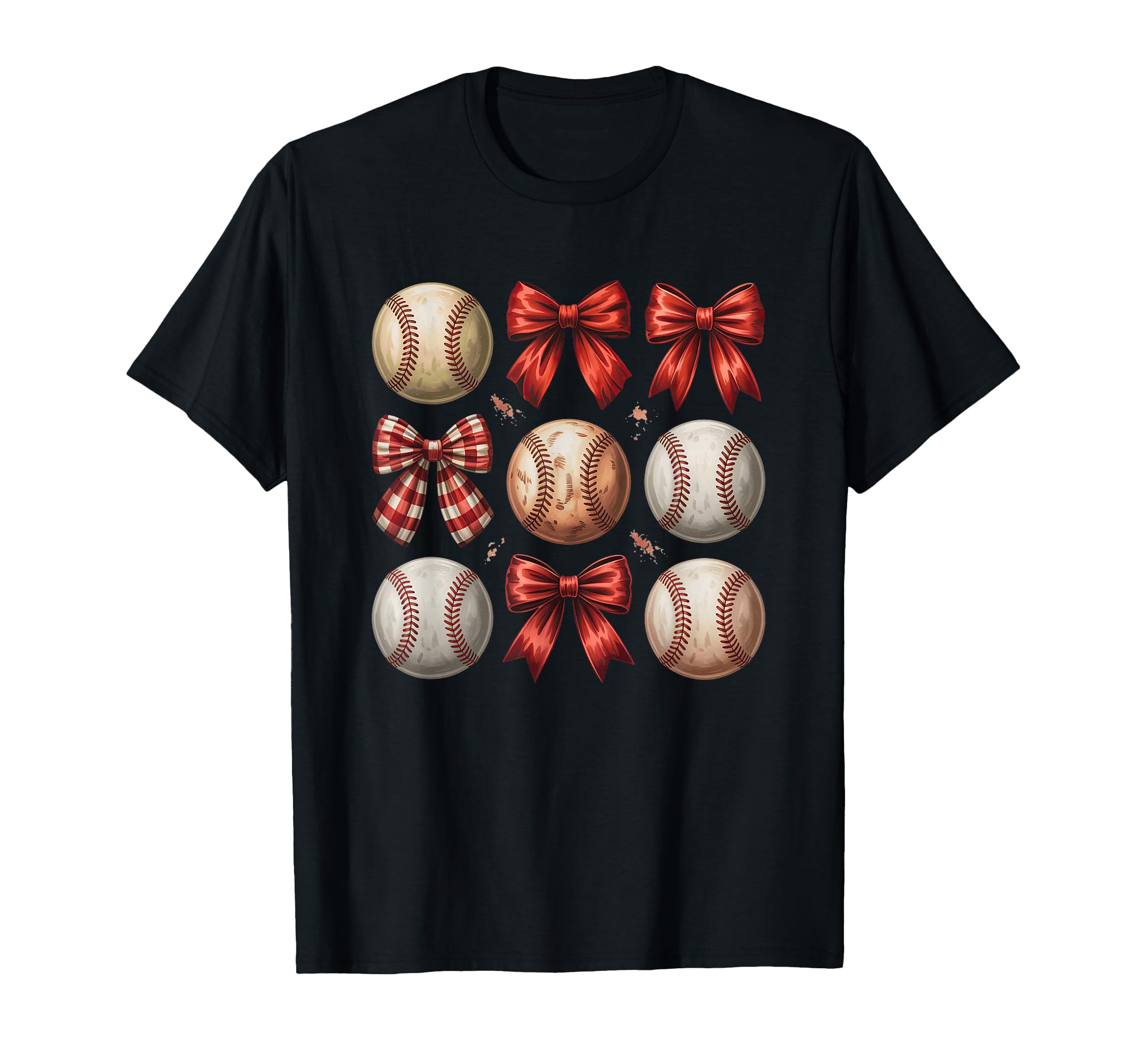 Playful Baseball Lover Red Bow And T-Shirt - Custom Art Print for Adults - T-Shirt, Sweatshirt, Hoodie