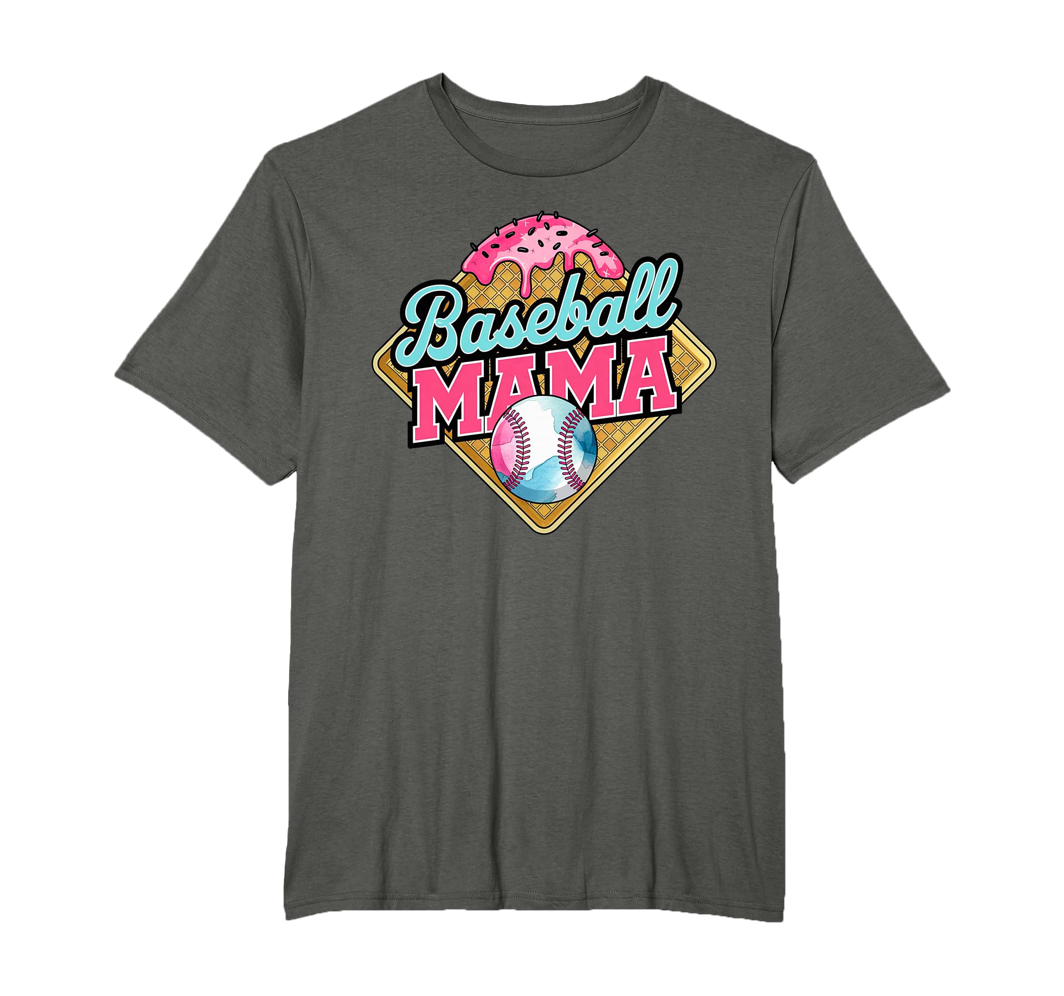 Baseball Mama Home Plate Ice Cream T-Shirt - Aesthetic Graphic for Adults - T-Shirt, Sweatshirt, Hoodie