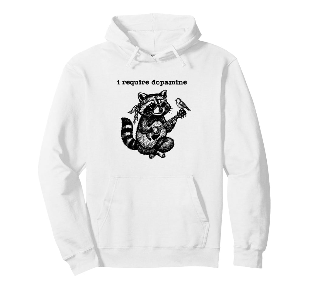 I Require Dopamine Boho Funny Raccoon Hoodie - Aesthetic Graphic Men Women - T-Shirt, Sweatshirt, Hoodie