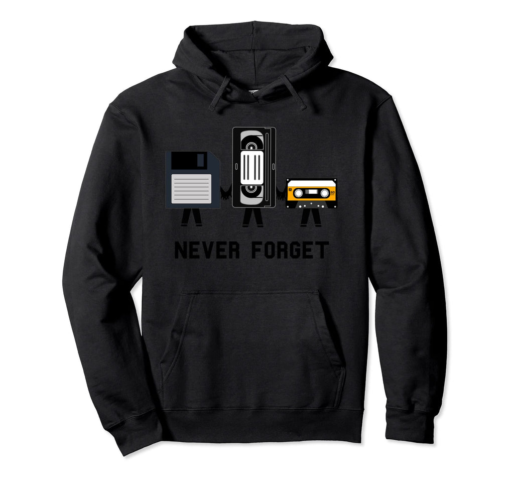 Never Forget Floppy Disk Vhs Hoodie - Casual Everyday Wear for Adults - T-Shirt, Sweatshirt, Hoodie