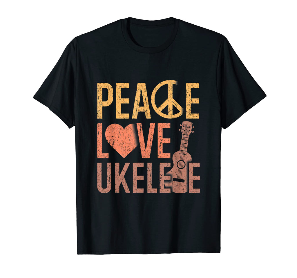 Ukulele Peace Love Ukelele T-Shirt - Minimalist Print Unisex - T-Shirt, Sweatshirt, Hoodie