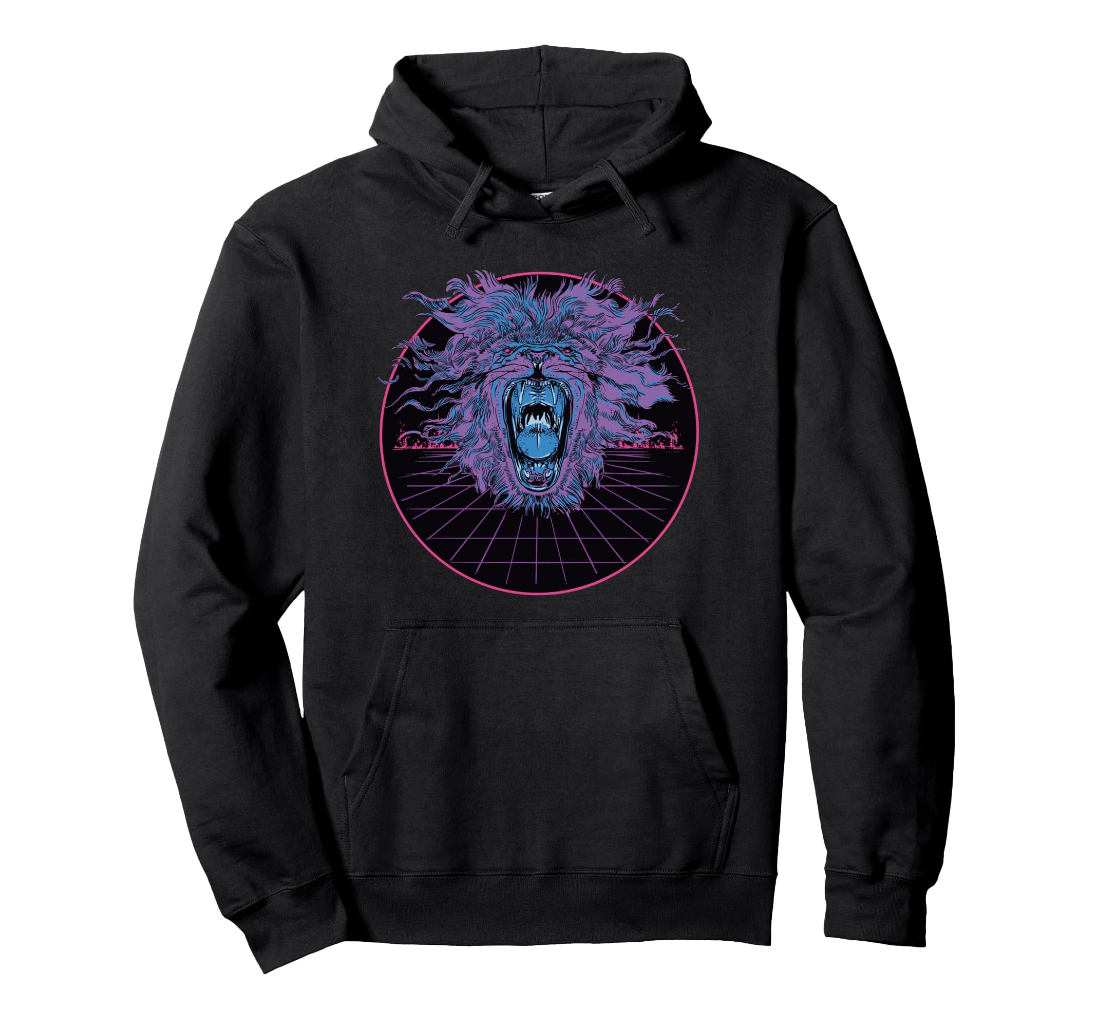 Lion Animal Vaporwave Aesthetic Hoodie - Graphic Print for Adults - T-Shirt, Sweatshirt, Hoodie