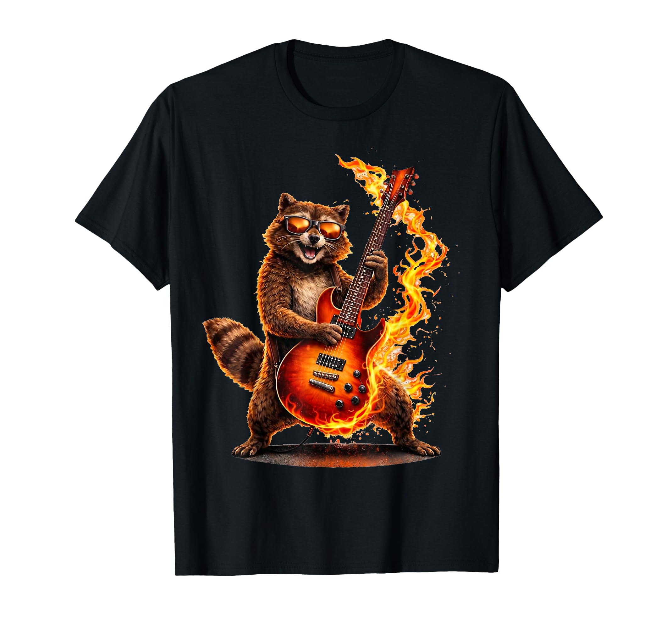 Raccoon Playing Guitar Funny Rock T-Shirt - Aesthetic Graphic Unisex - T-Shirt, Sweatshirt, Hoodie