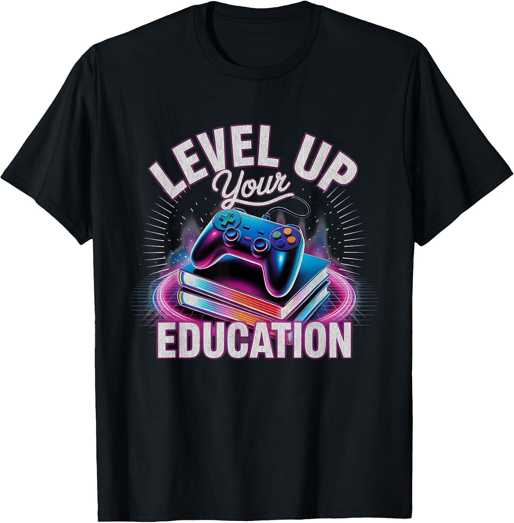 Level Up Your Education Gaming Teacher Student - Adult & Kids T-Shirts, Sweatshirts & Hoodies apparel design preview 1