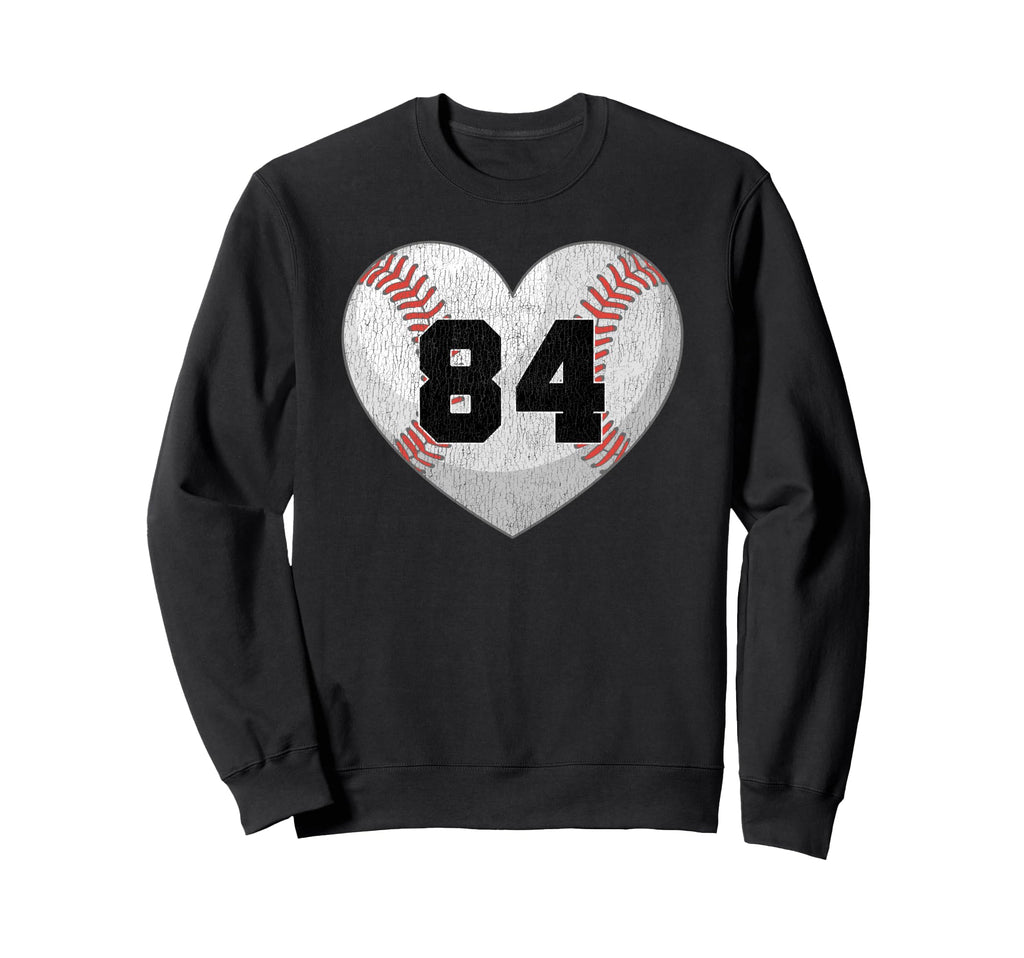 Baseball Number 84 Distressed Heart Sweatshirt - Streetwear Style Unisex - T-Shirt, Sweatshirt, Hoodie