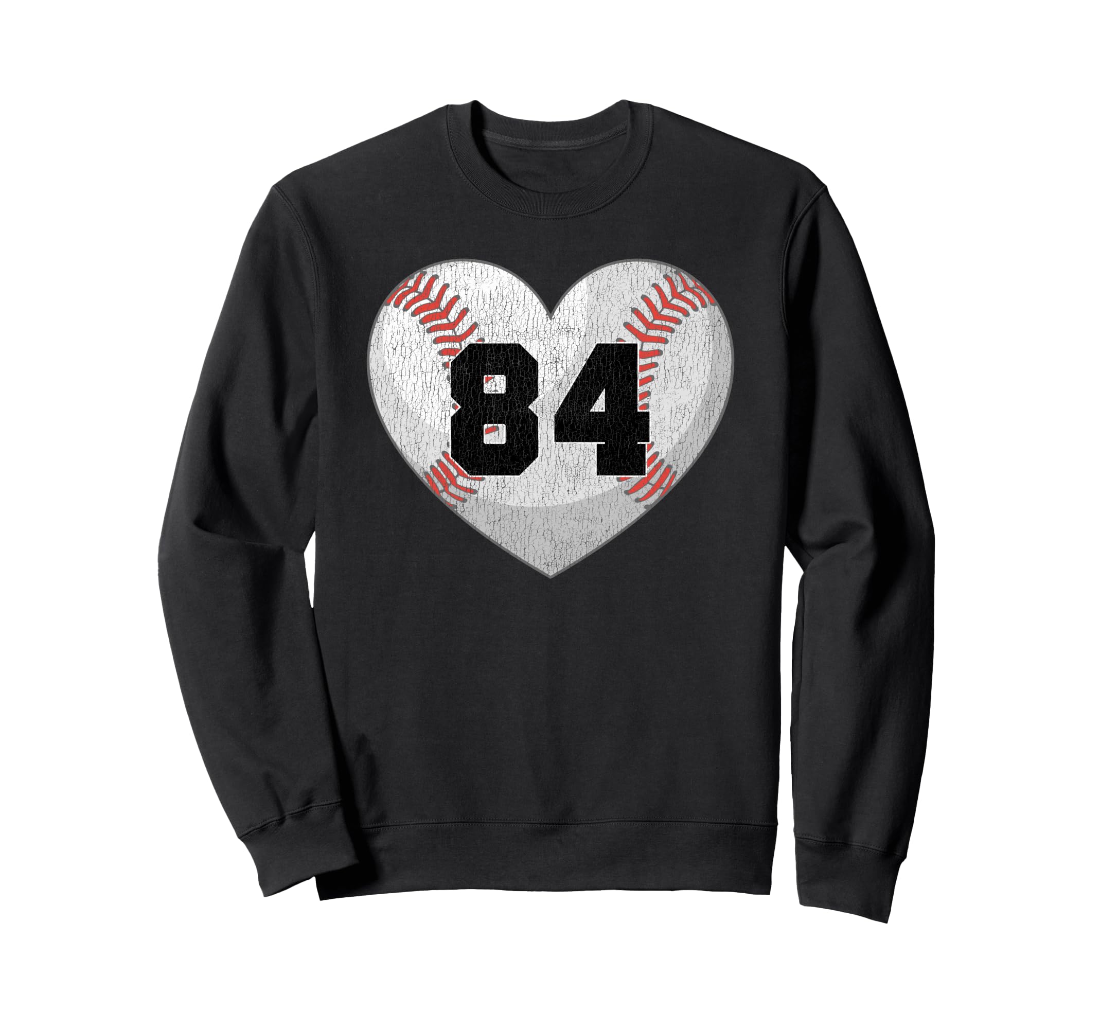 Baseball Number 84 Distressed Heart Sweatshirt - Streetwear Style Unisex - T-Shirt, Sweatshirt, Hoodie