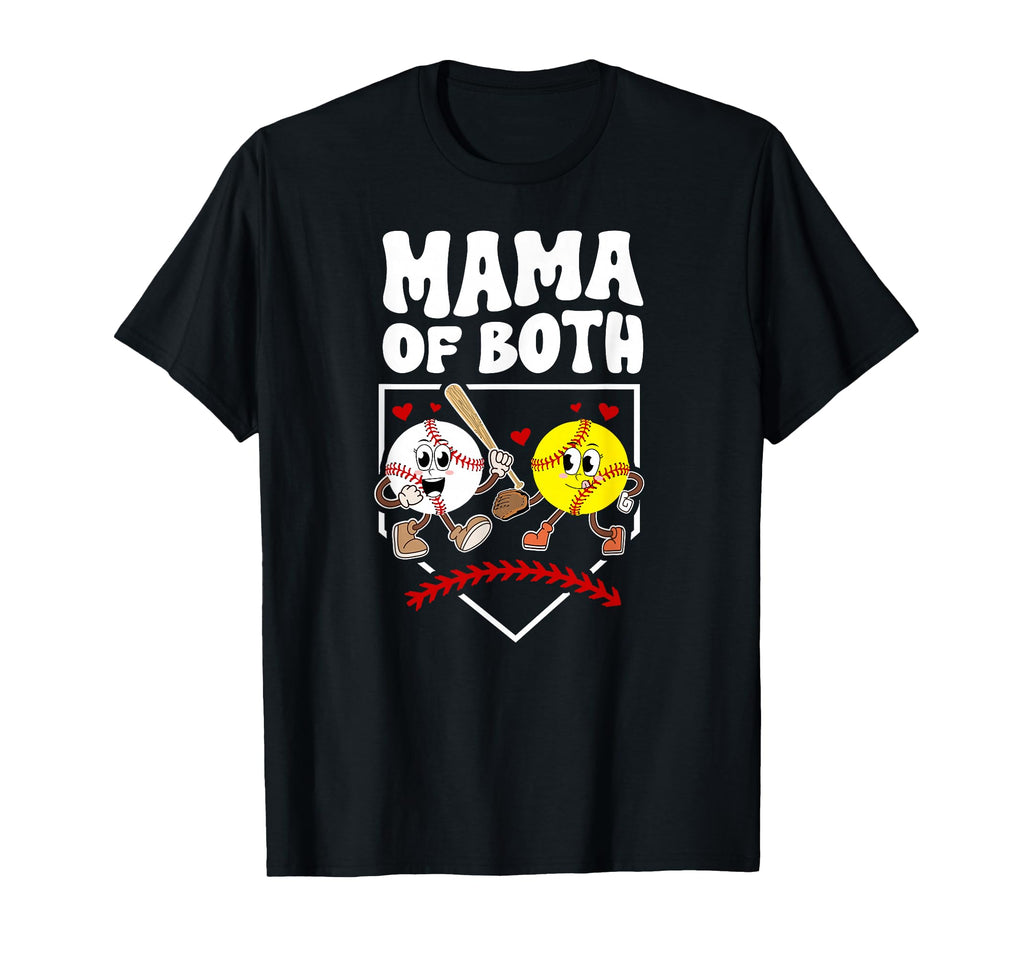 Mama Both Groovy Baseball Softball Mom T-Shirt - Trendy Graphic Unisex - T-Shirt, Sweatshirt, Hoodie