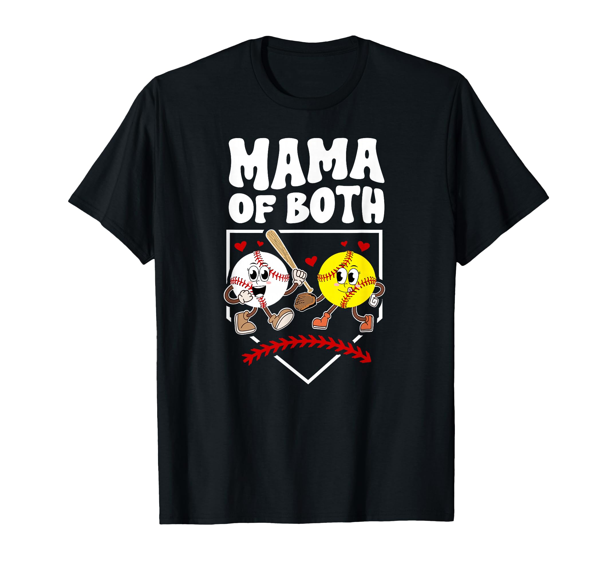 Mama Both Groovy Baseball Softball Mom T-Shirt - Trendy Graphic Unisex - T-Shirt, Sweatshirt, Hoodie