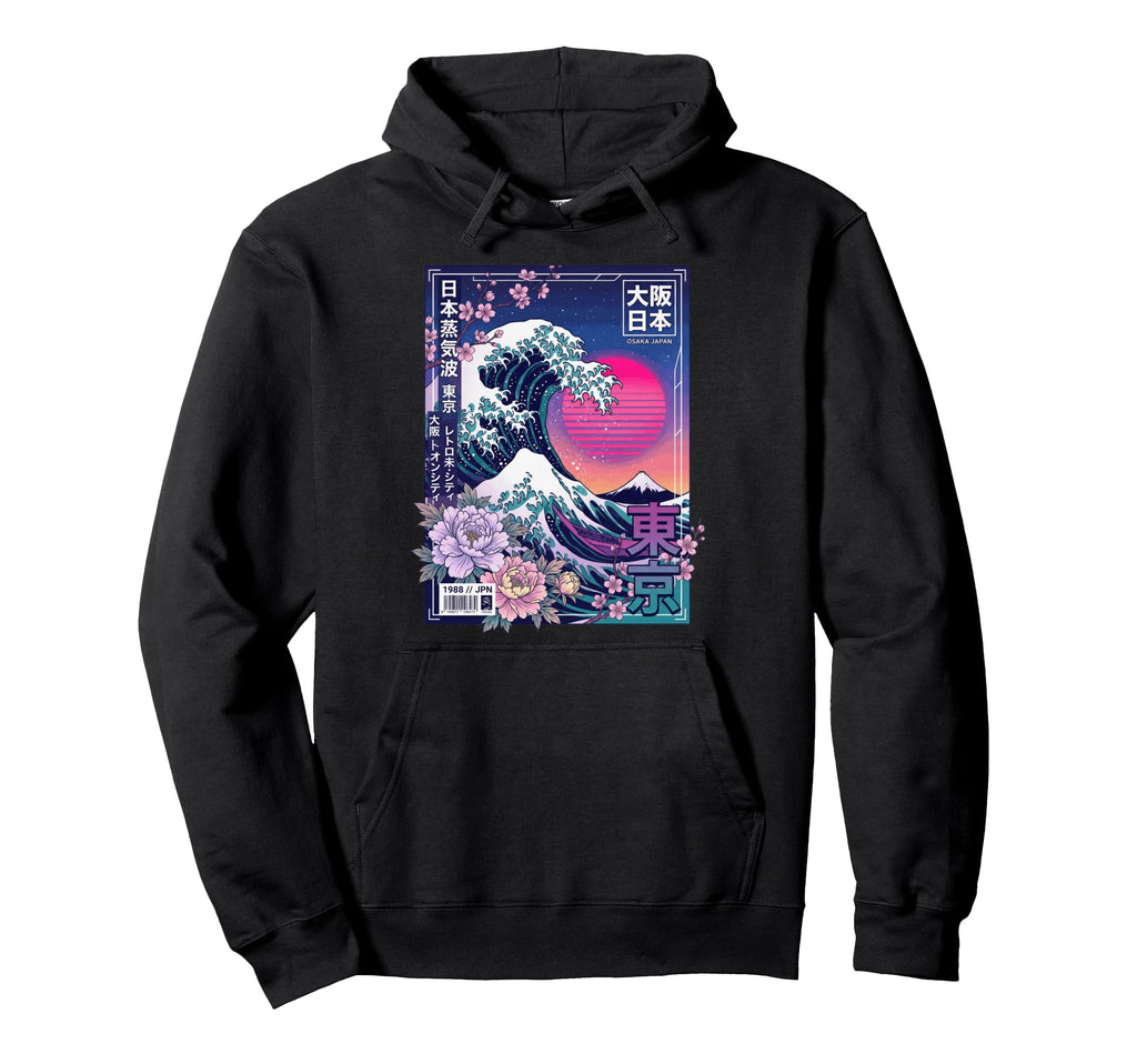 Osaka Japan Great Wave Aesthetic 80S Hoodie - Custom Art Print for Adults - T-Shirt, Sweatshirt, Hoodie