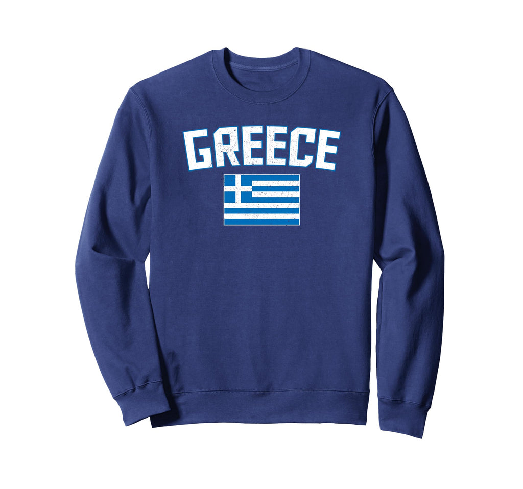 Distressed Greece Flag Greek Pride Sweatshirt - Aesthetic Graphic Men Women - T-Shirt, Sweatshirt, Hoodie