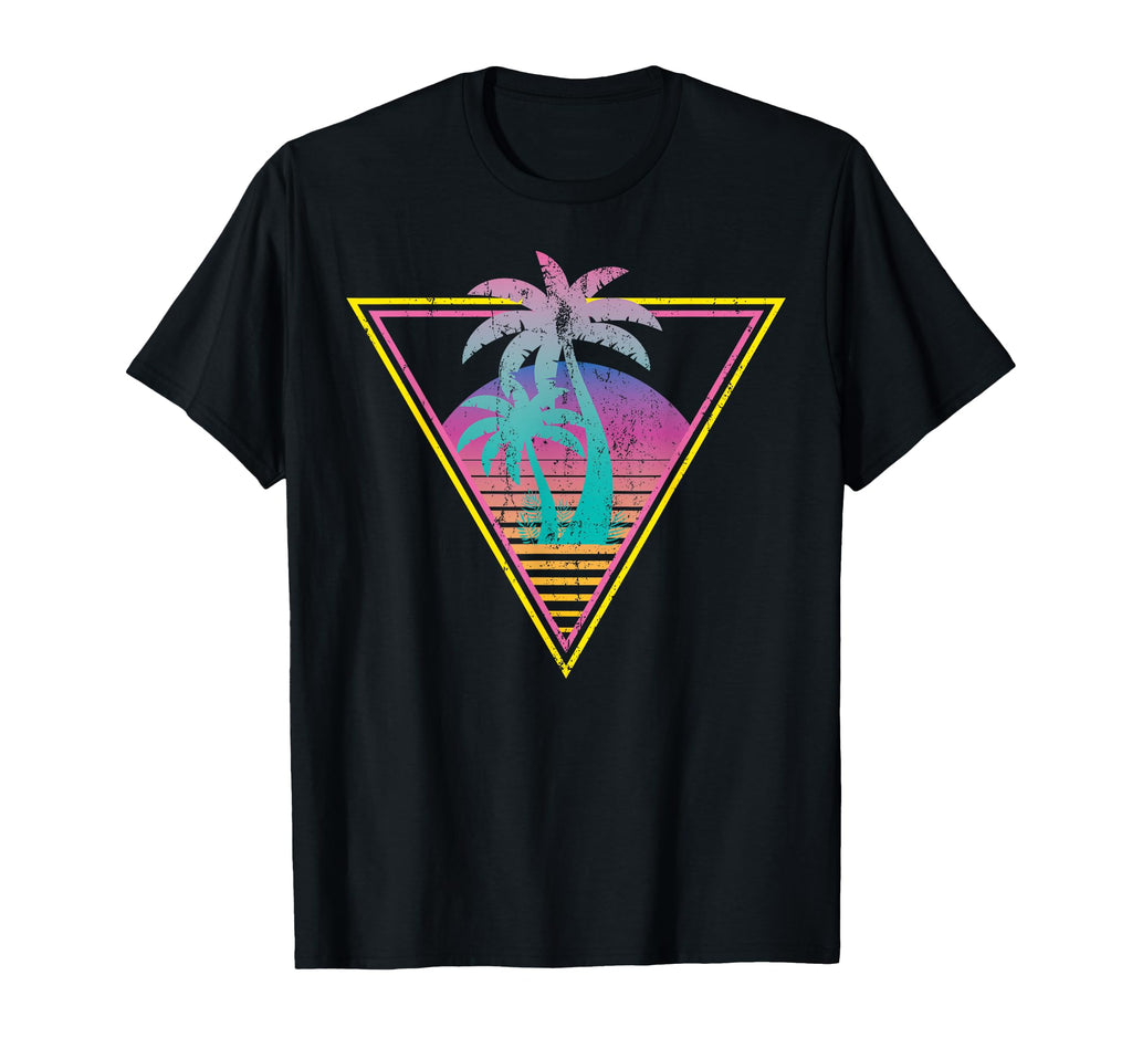 Sunset Palm Trees 80S Aesthetic 90S T-Shirt - Custom Art Print Men Women - T-Shirt, Sweatshirt, Hoodie