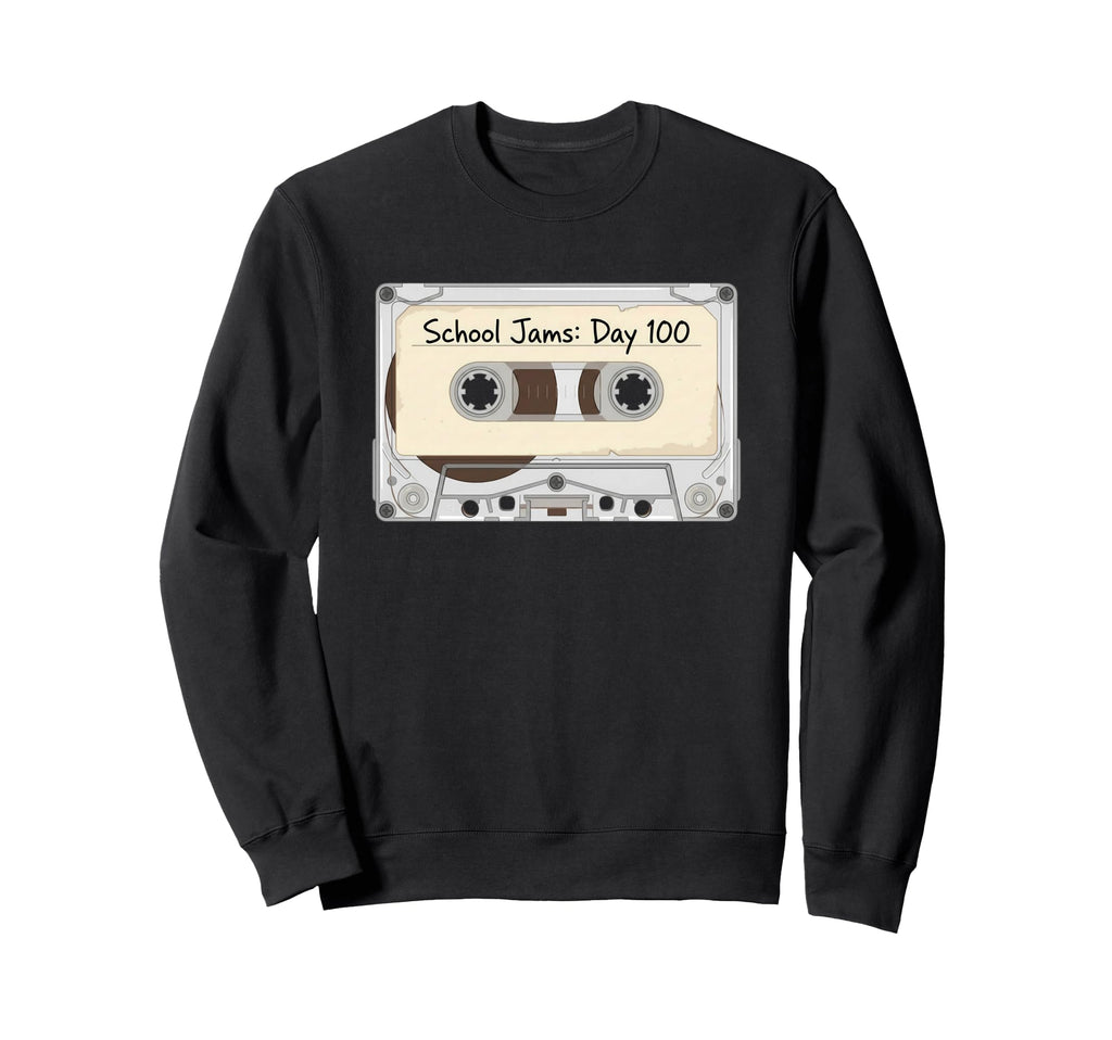 100 Days School Jams Cassette Tape Sweatshirt - Custom Art Print Men Women - T-Shirt, Sweatshirt, Hoodie