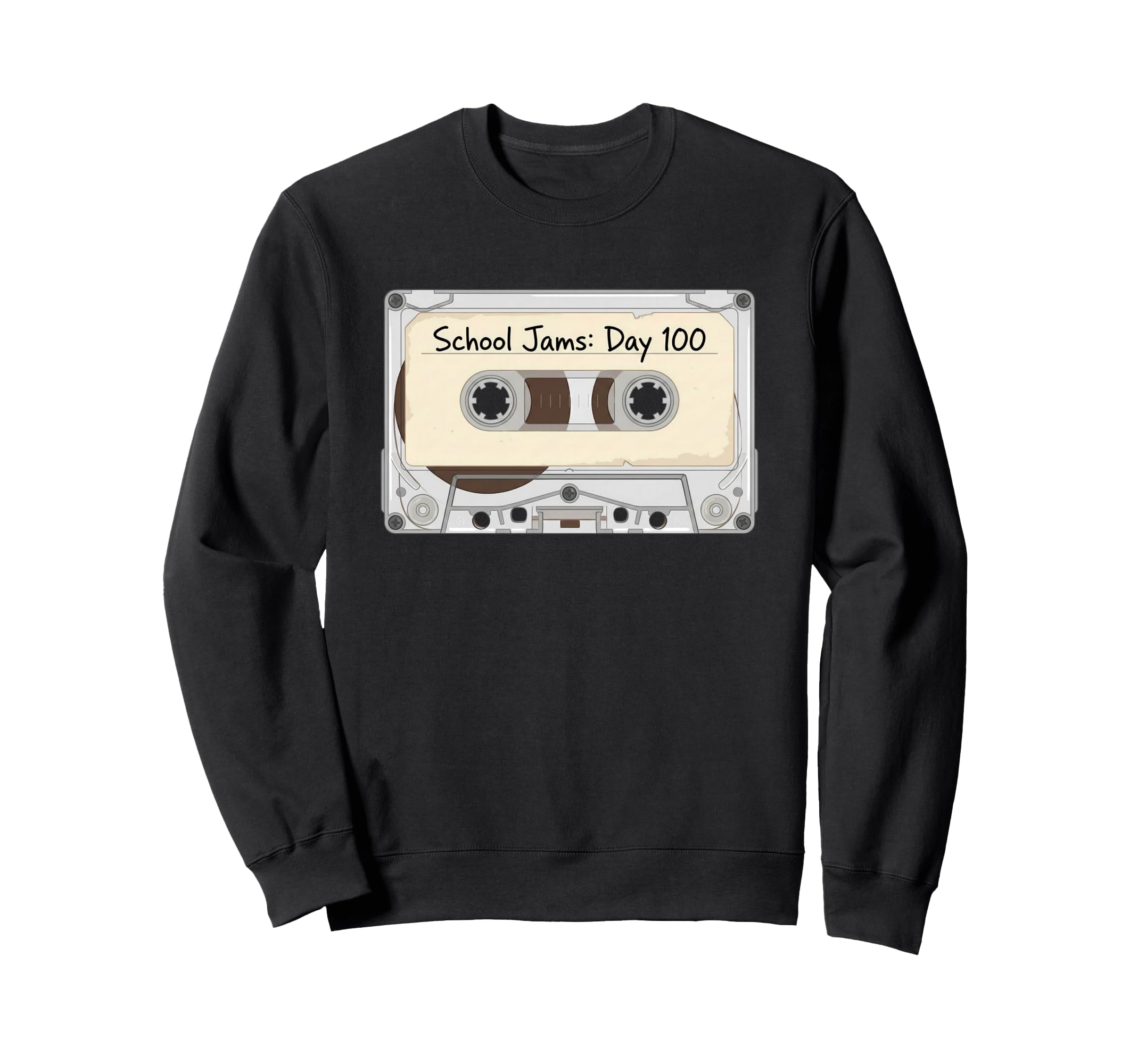 100 Days School Jams Cassette Tape Sweatshirt - Custom Art Print Men Women - T-Shirt, Sweatshirt, Hoodie