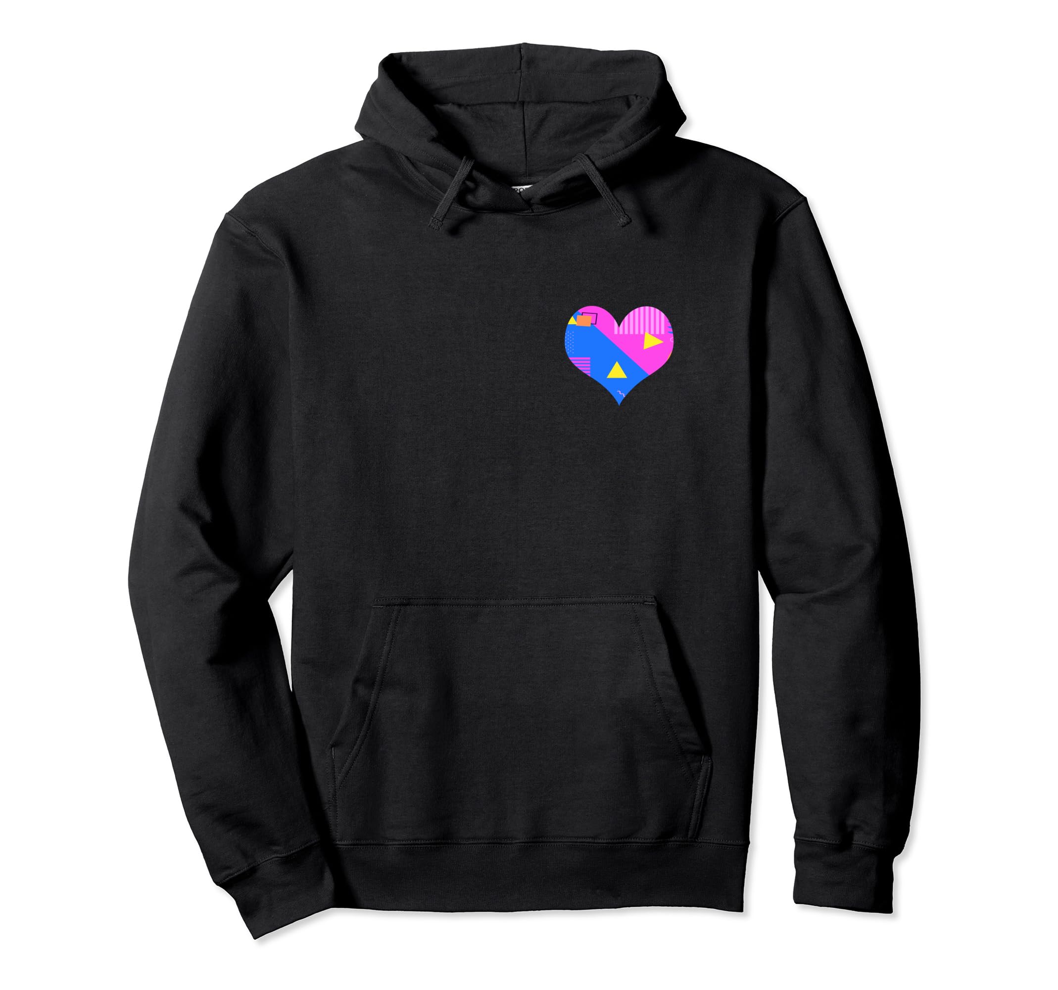 80S Vaporwave Eighties Heart Pocket Hoodie - Minimalist Print Unisex - T-Shirt, Sweatshirt, Hoodie