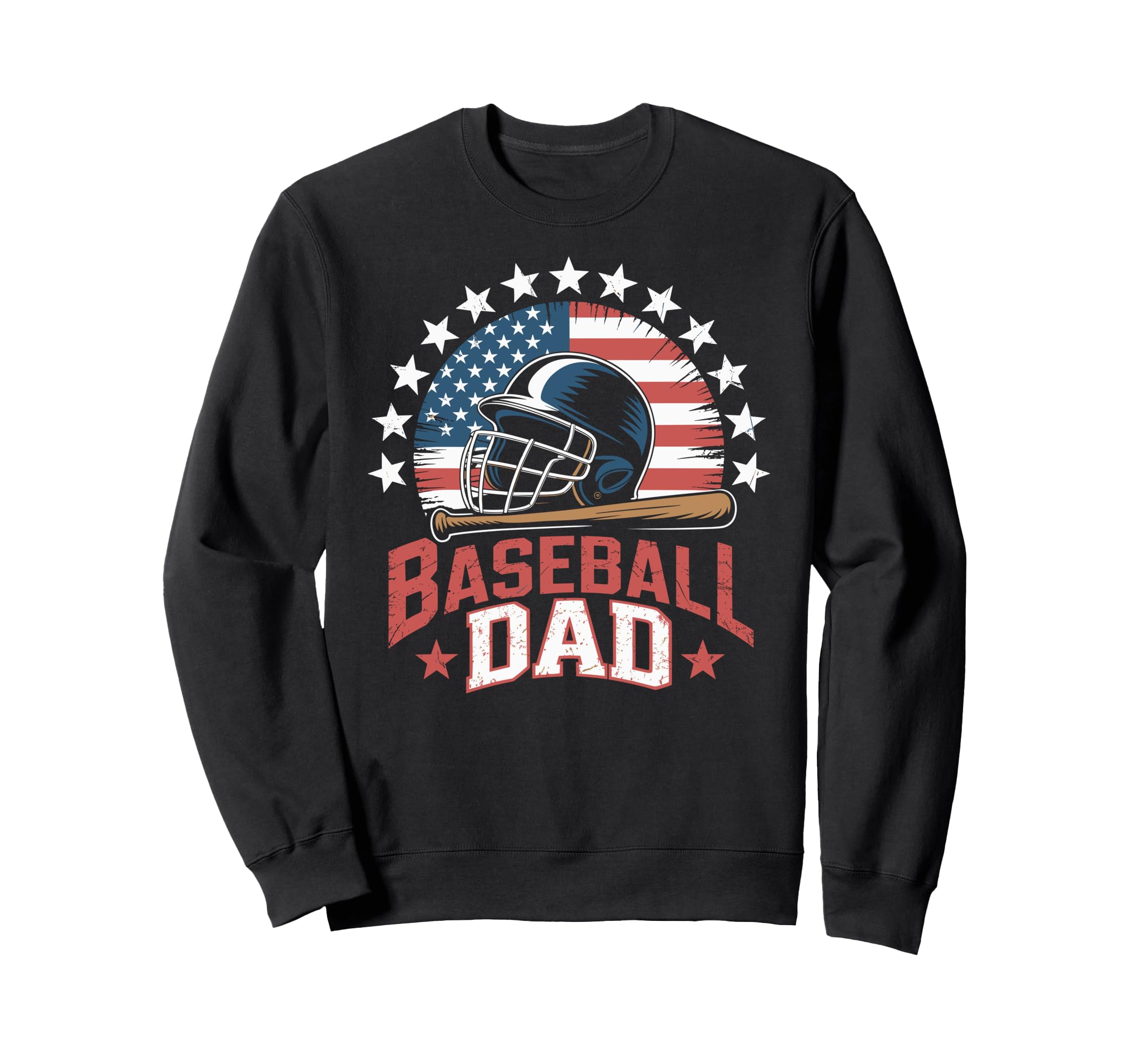 Funny Baseball Dad Usa Flag Sweatshirt - Graphic Print Men Women - T-Shirt, Sweatshirt, Hoodie