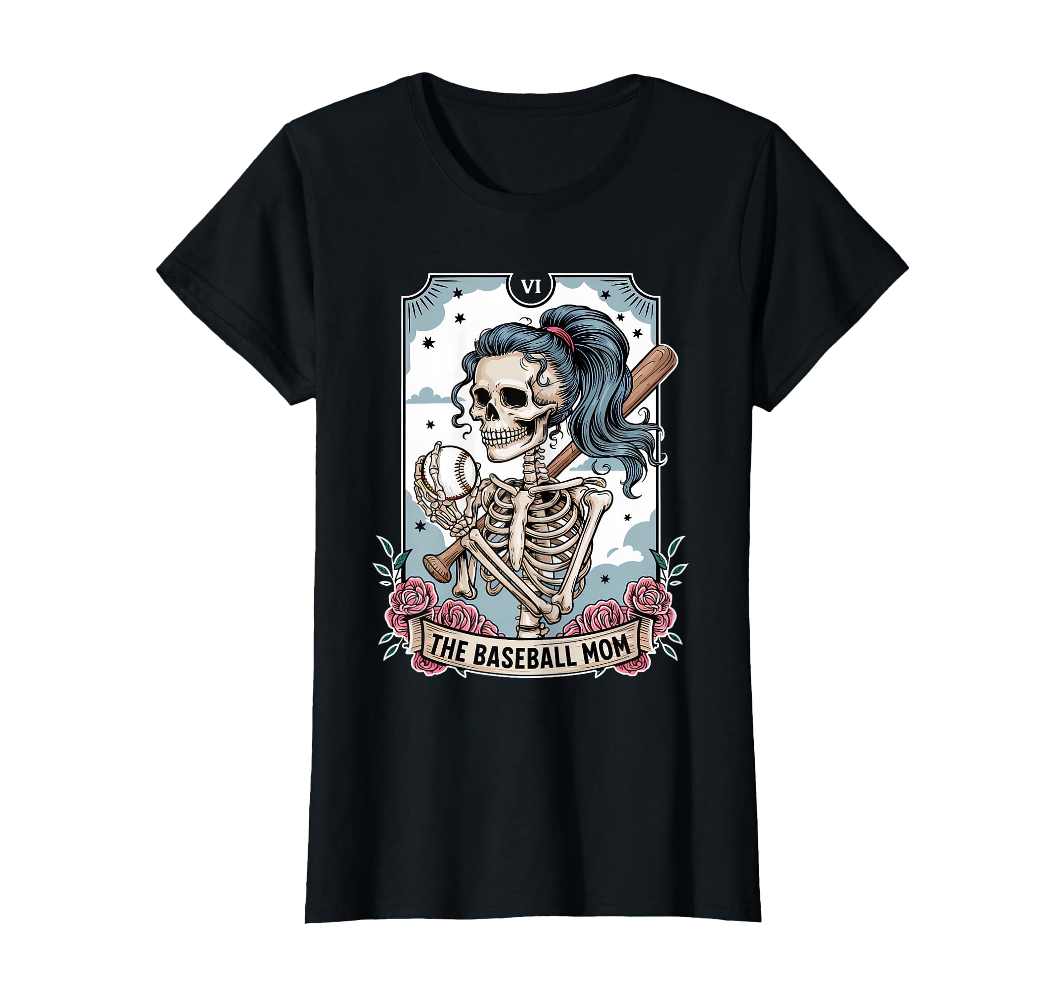 Baseball Mom Tarot Card Skeleton T-Shirt - Minimalist Print for Adults - T-Shirt, Sweatshirt, Hoodie