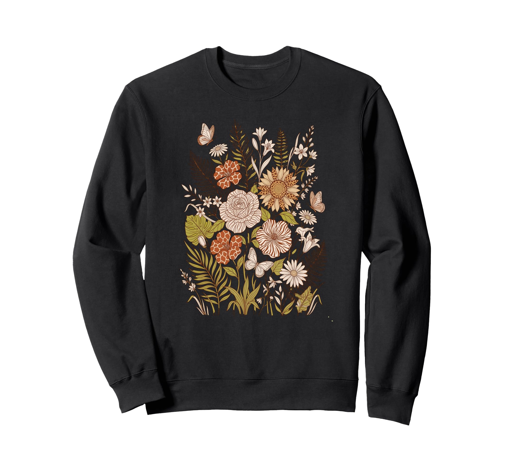 Floral Animal Butterfly Boho Flowers Sweatshirt - Streetwear Style Unisex - T-Shirt, Sweatshirt, Hoodie
