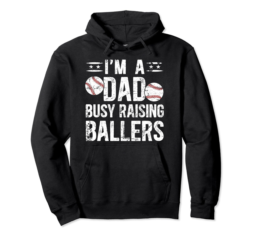 Busy Raising Ballers Baseball Dad Hoodie - Minimalist Print for Adults - T-Shirt, Sweatshirt, Hoodie