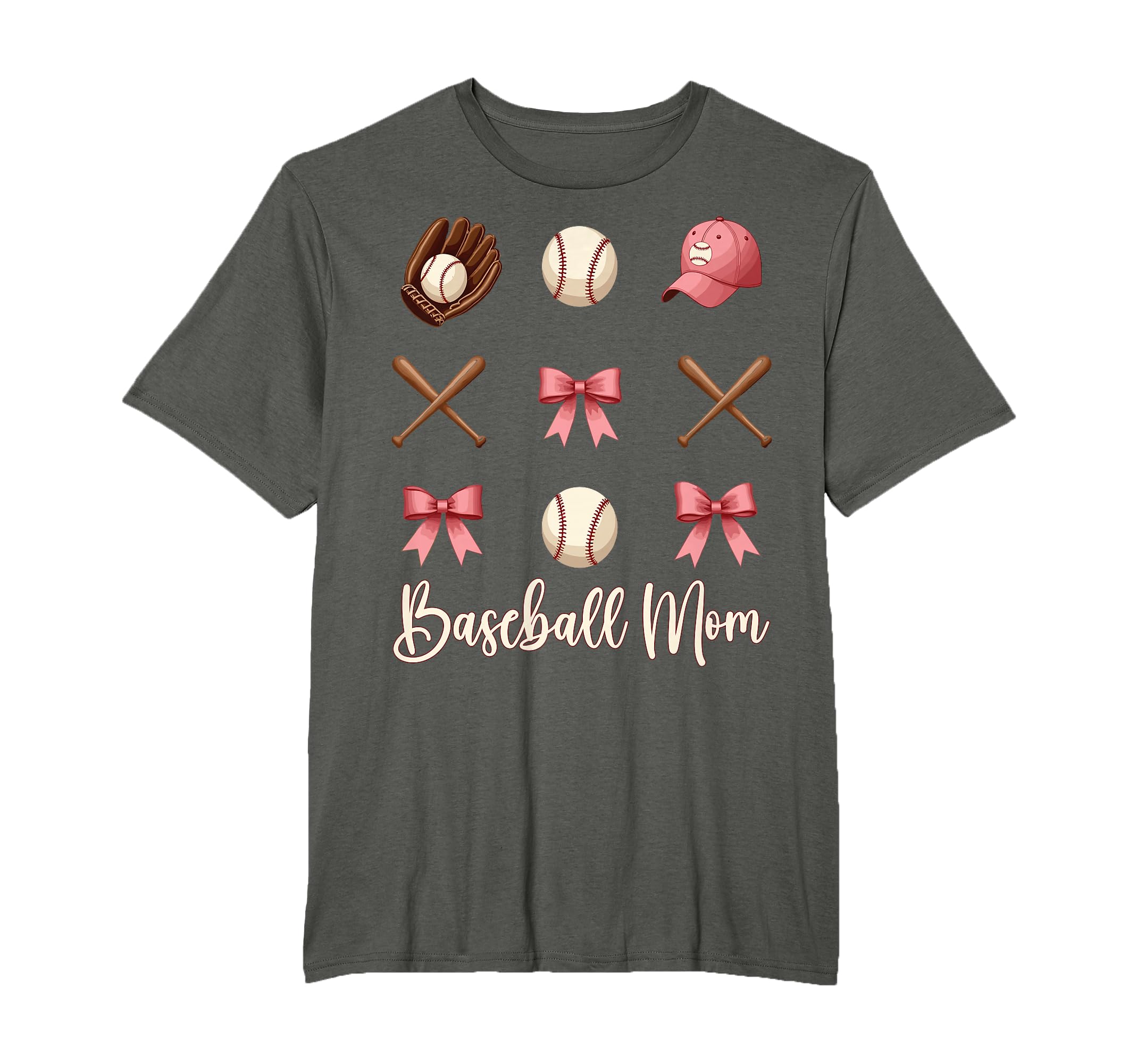 Baseball Mom Funny Coquette Bow T-Shirt - Custom Art Print for Adults - T-Shirt, Sweatshirt, Hoodie