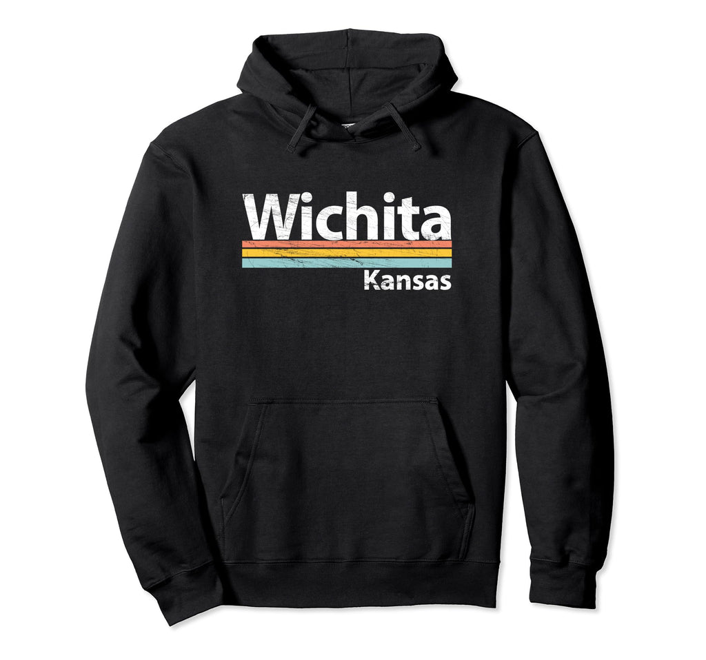 Wichita Kansas Worn Stripes Hoodie - Minimalist Print for Adults - T-Shirt, Sweatshirt, Hoodie
