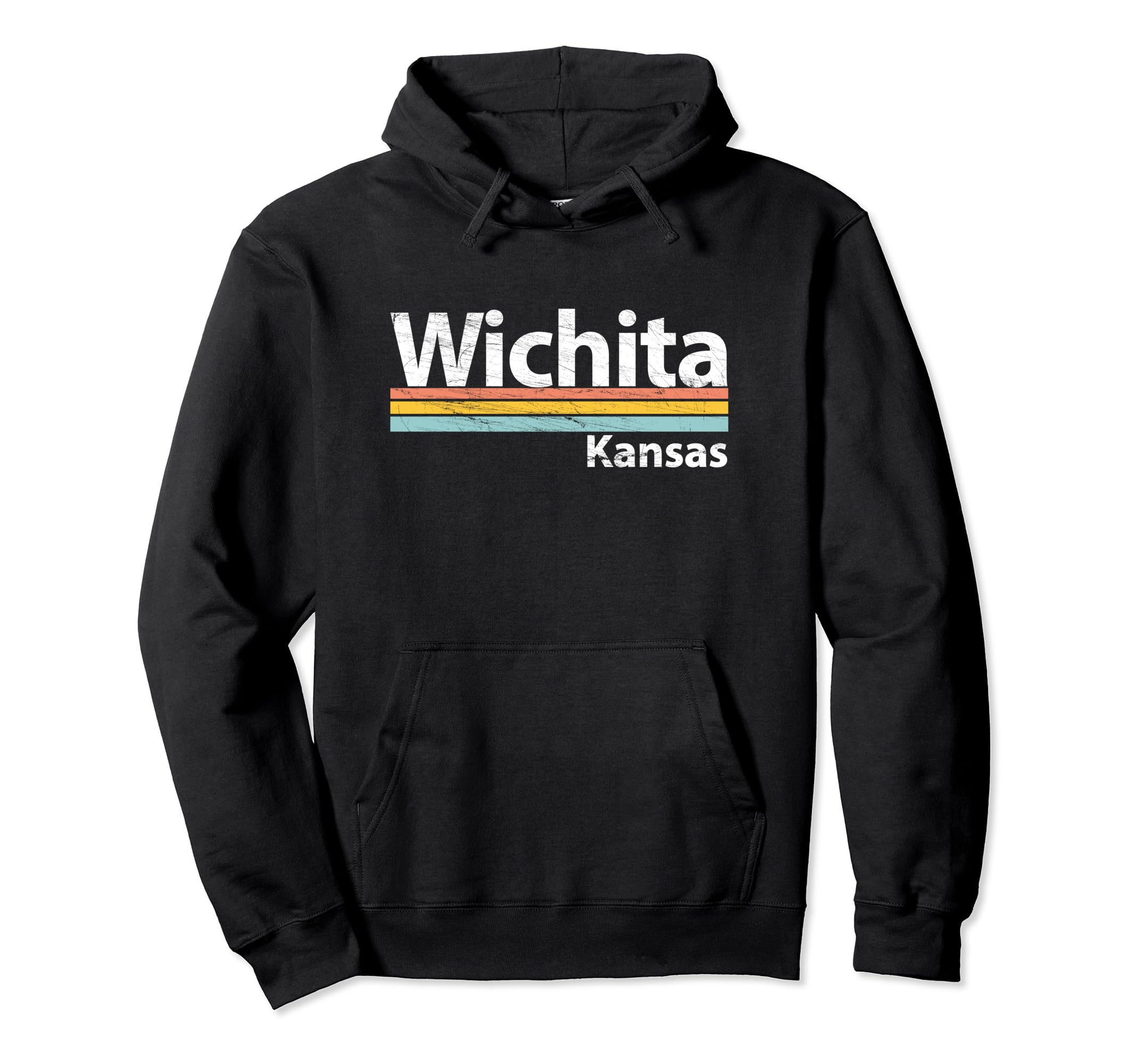 Wichita Kansas Worn Stripes Hoodie - Minimalist Print for Adults - T-Shirt, Sweatshirt, Hoodie