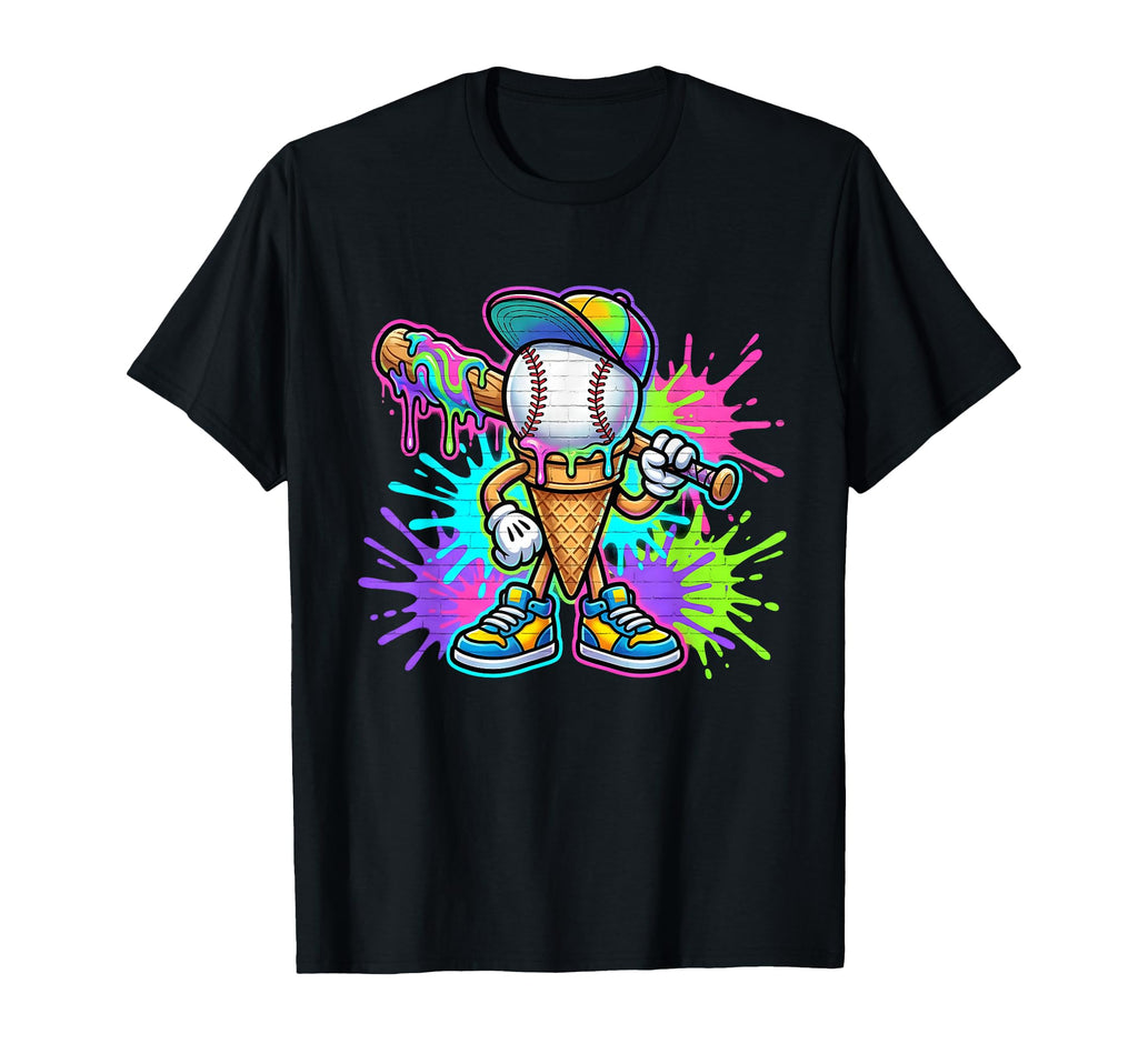Baseball Ice Cream Drip Baseball T-Shirt - Fun Novelty Design Men Women - T-Shirt, Sweatshirt, Hoodie