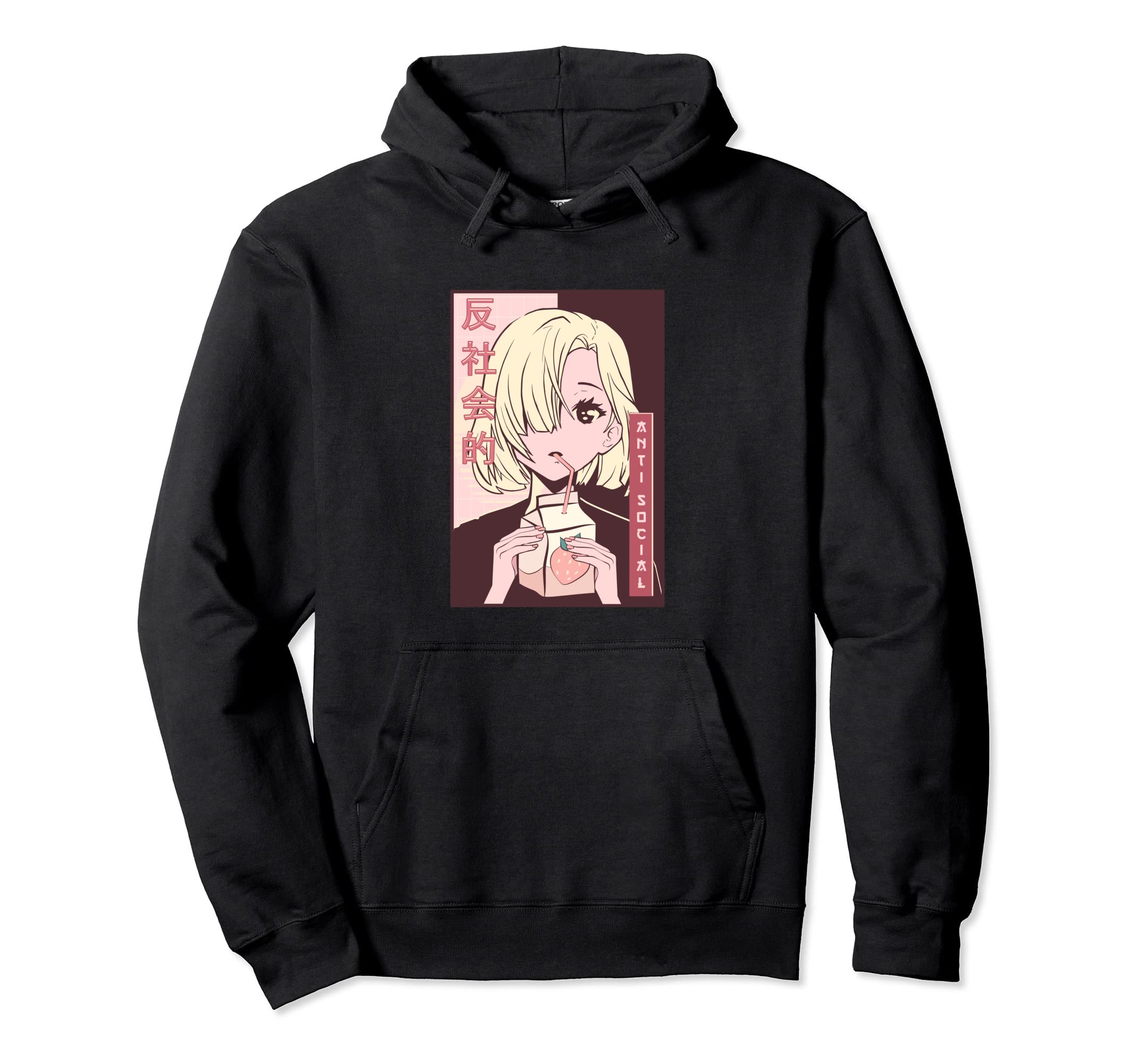 Antisocial Anime Strawberry Milk Vaporwave Hoodie - Graphic Print Unisex - T-Shirt, Sweatshirt, Hoodie