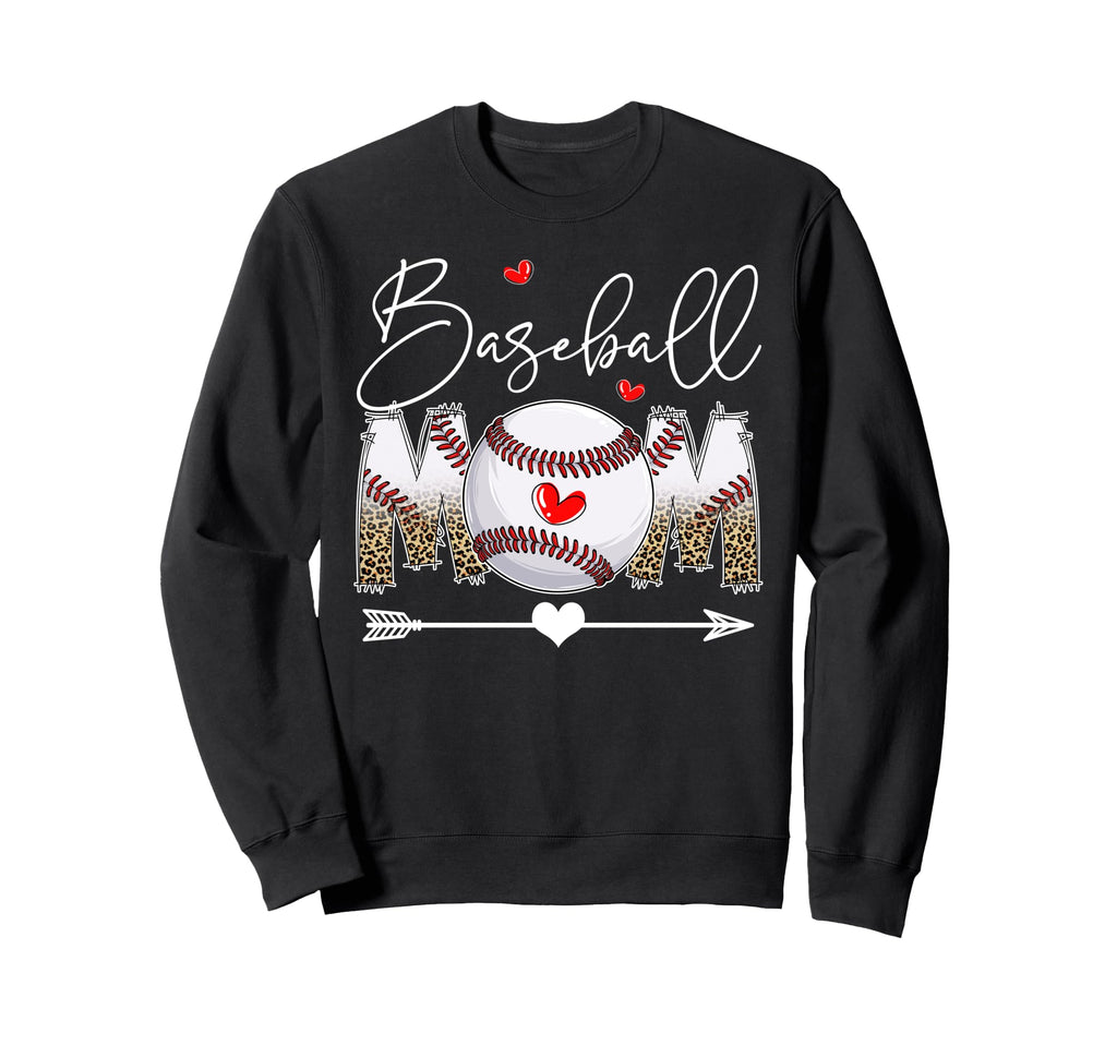 Funny Baseball Mom Leopard Baseball Sweatshirt - Unique Graphic Unisex - T-Shirt, Sweatshirt, Hoodie