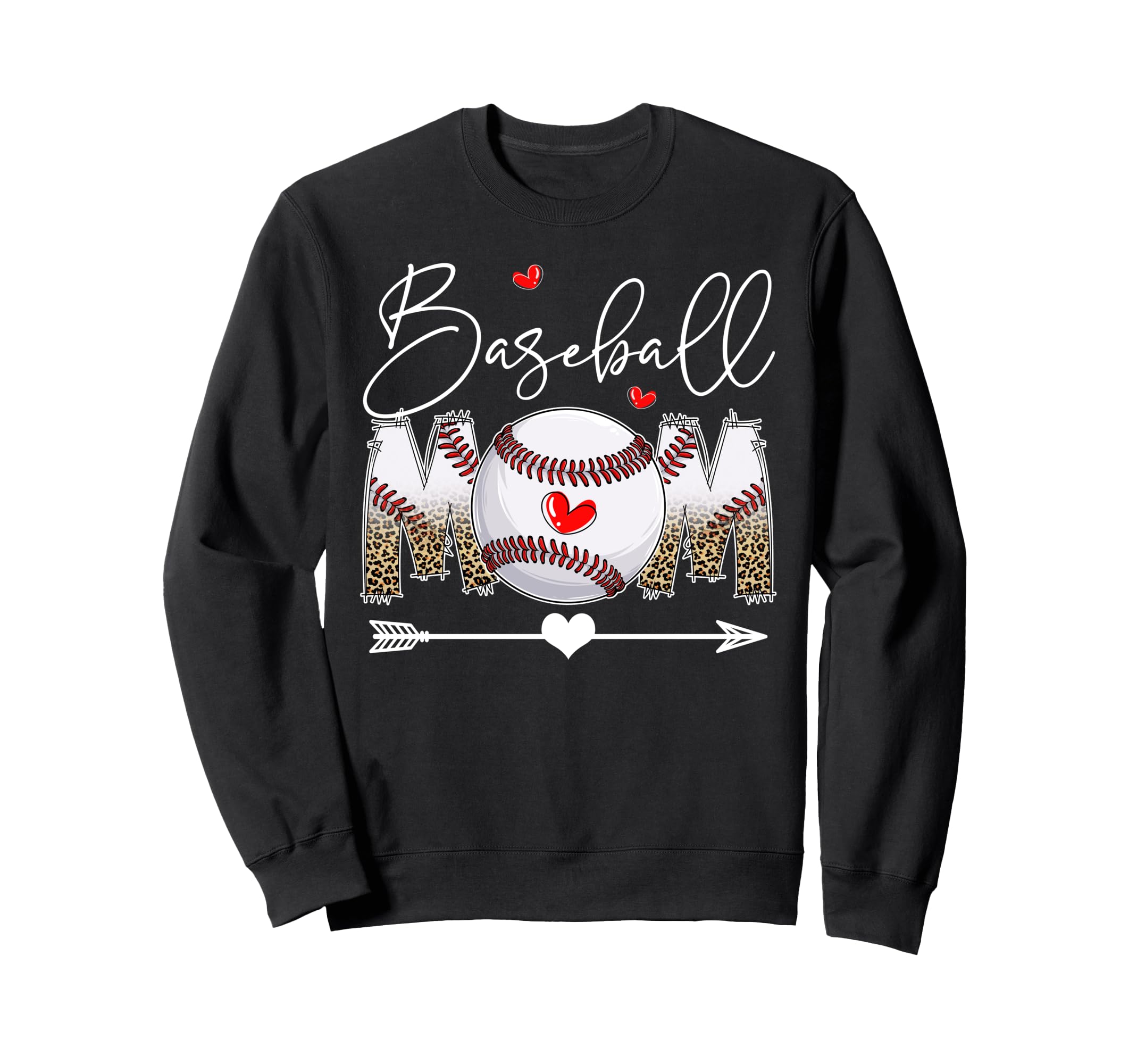 Funny Baseball Mom Leopard Baseball Sweatshirt - Unique Graphic Unisex - T-Shirt, Sweatshirt, Hoodie