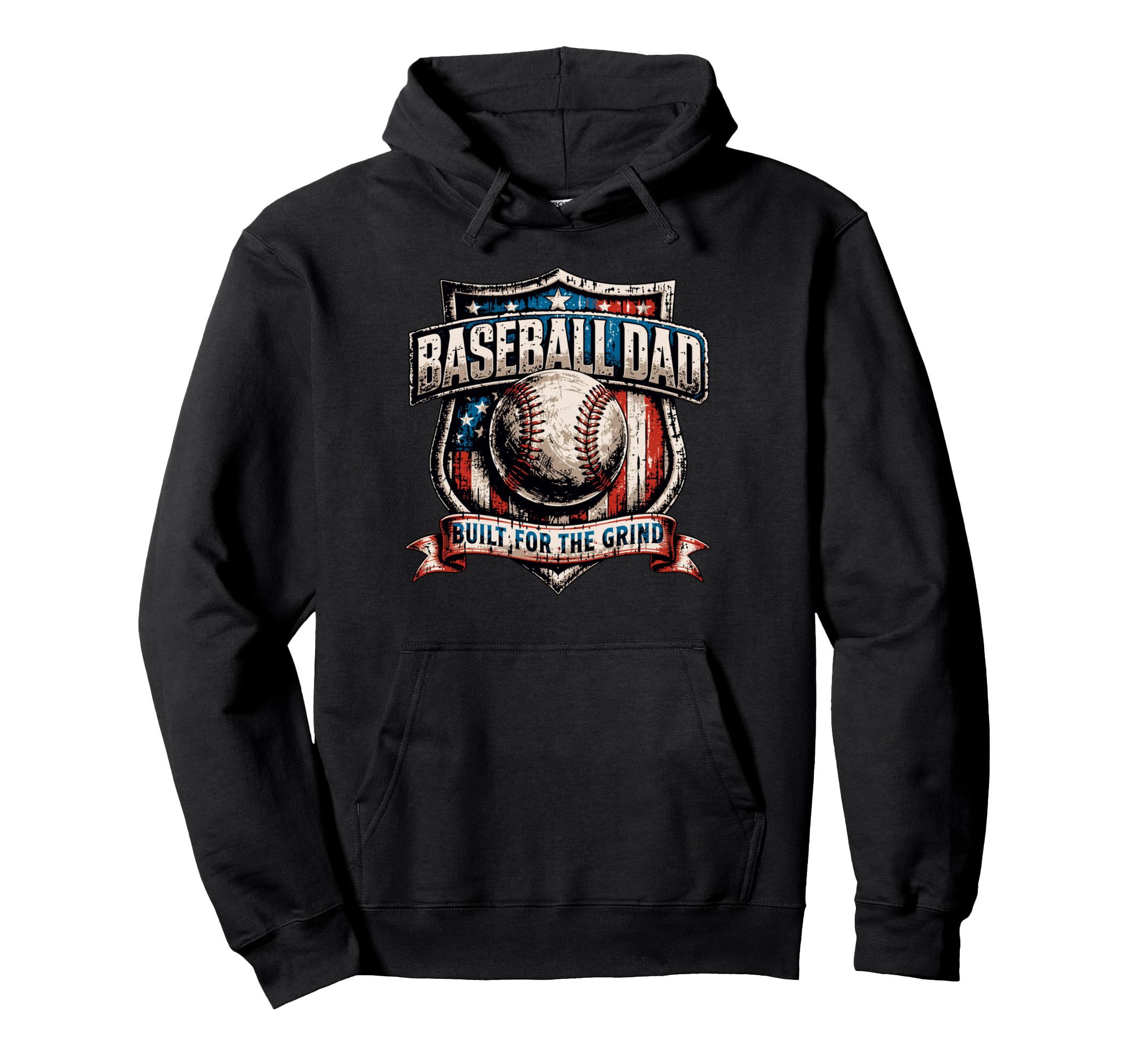 Fathers Day Patriotic Baseball Dad Hoodie - Custom Art Print Unisex - T-Shirt, Sweatshirt, Hoodie