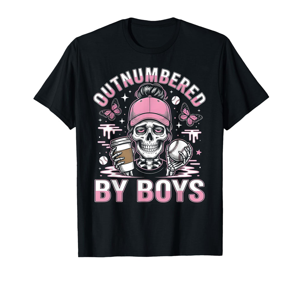 Mom Skeleton Mothers Day Outnumbered T-Shirt - Minimalist Print Men Women - T-Shirt, Sweatshirt, Hoodie