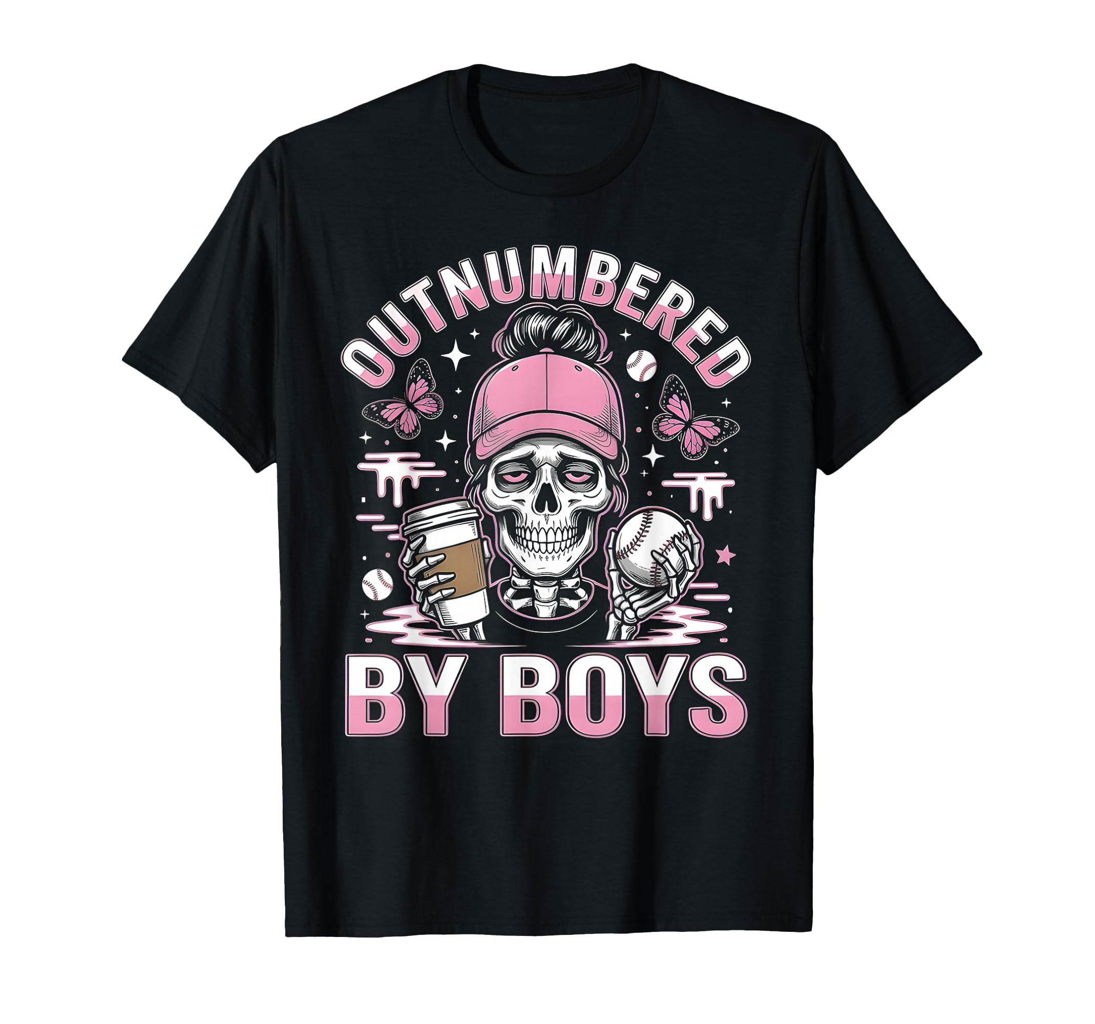 Mom Skeleton Mothers Day Outnumbered T-Shirt - Minimalist Print Men Women - T-Shirt, Sweatshirt, Hoodie