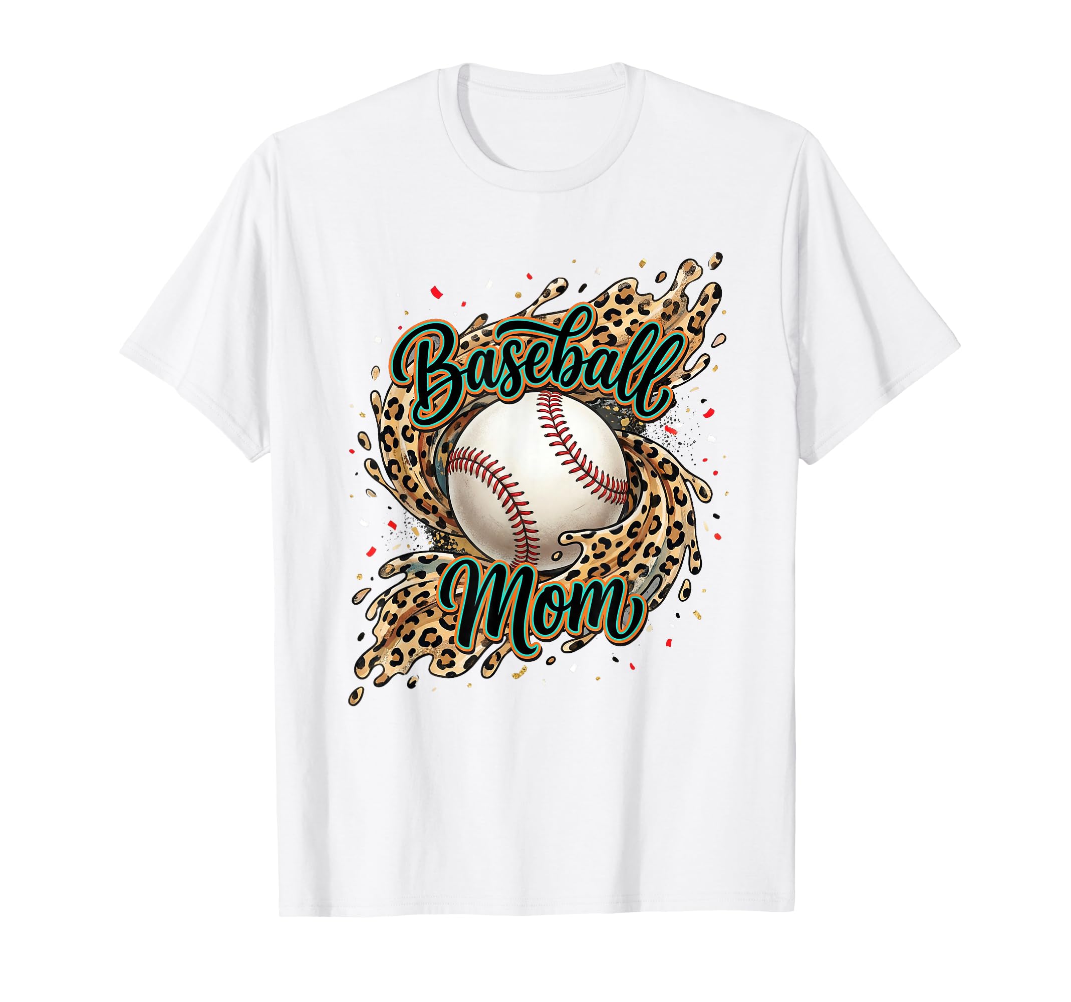 Bleached Softball Baseball Mom Leopard T-Shirt - Novelty Apparel Unisex - T-Shirt, Sweatshirt, Hoodie