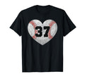Baseball Number 37 Distressed Heart T-Shirt - Novelty Apparel for Adults - T-Shirt, Sweatshirt, Hoodie